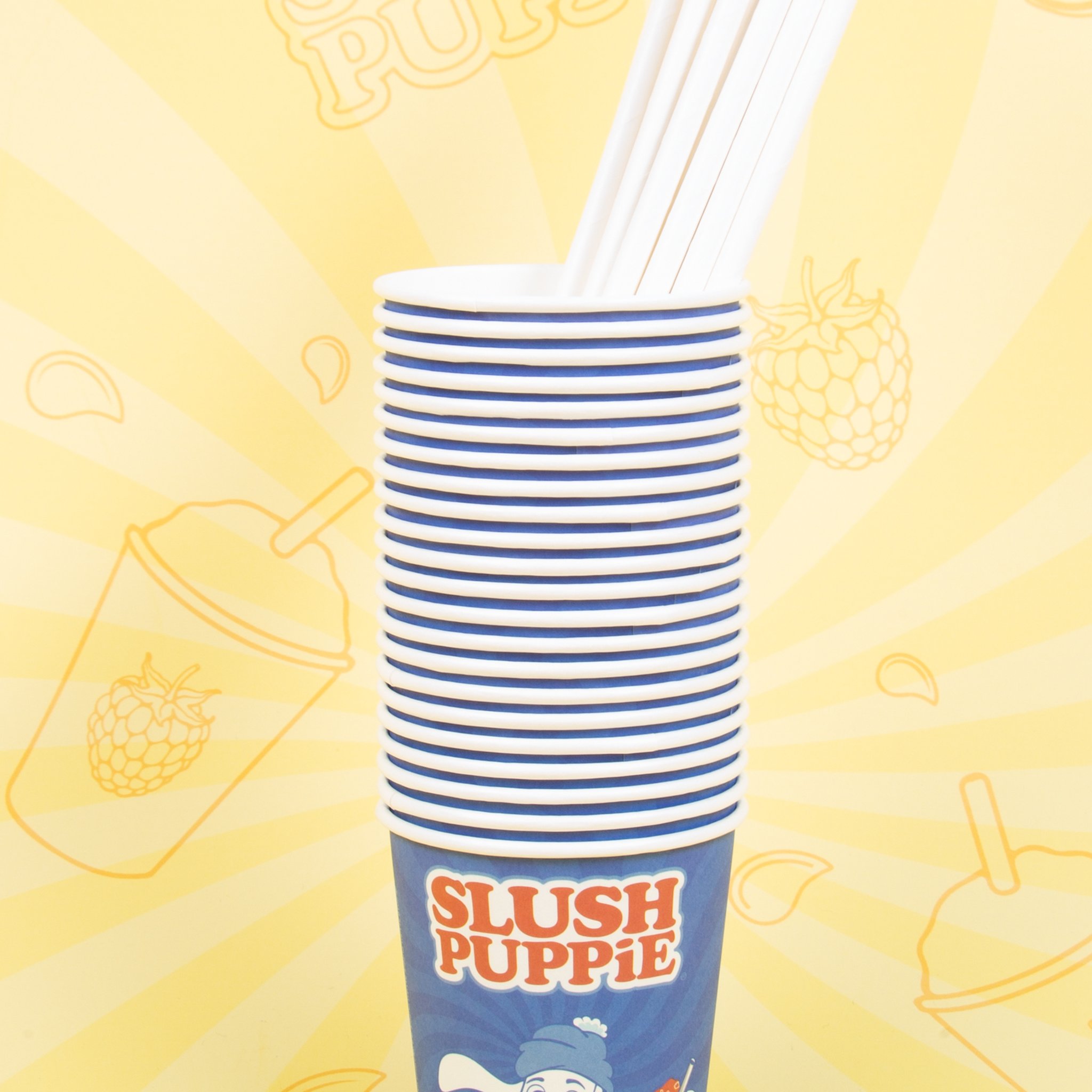 Gobelets Slush Puppie avec pailles — contenu de l'emballage