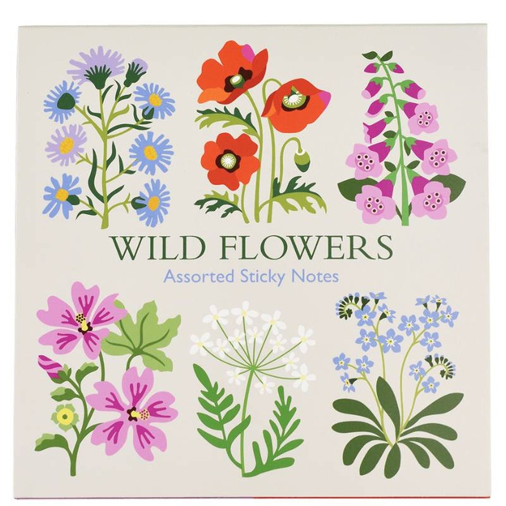 Cover des Wild Flowers Haftnotizen-Blocks mit gezeichneten Wildblumen