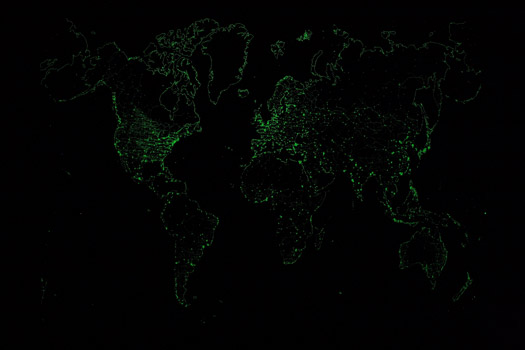 Carte du Monde Fluorescente