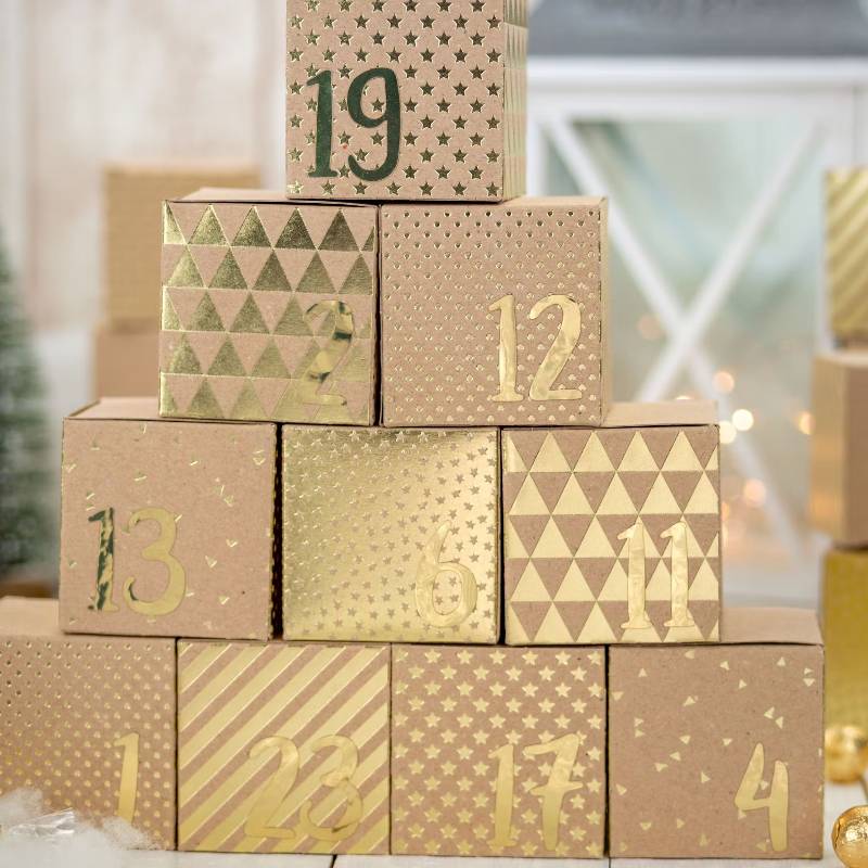 Würfelbox-Adventskalender Gold