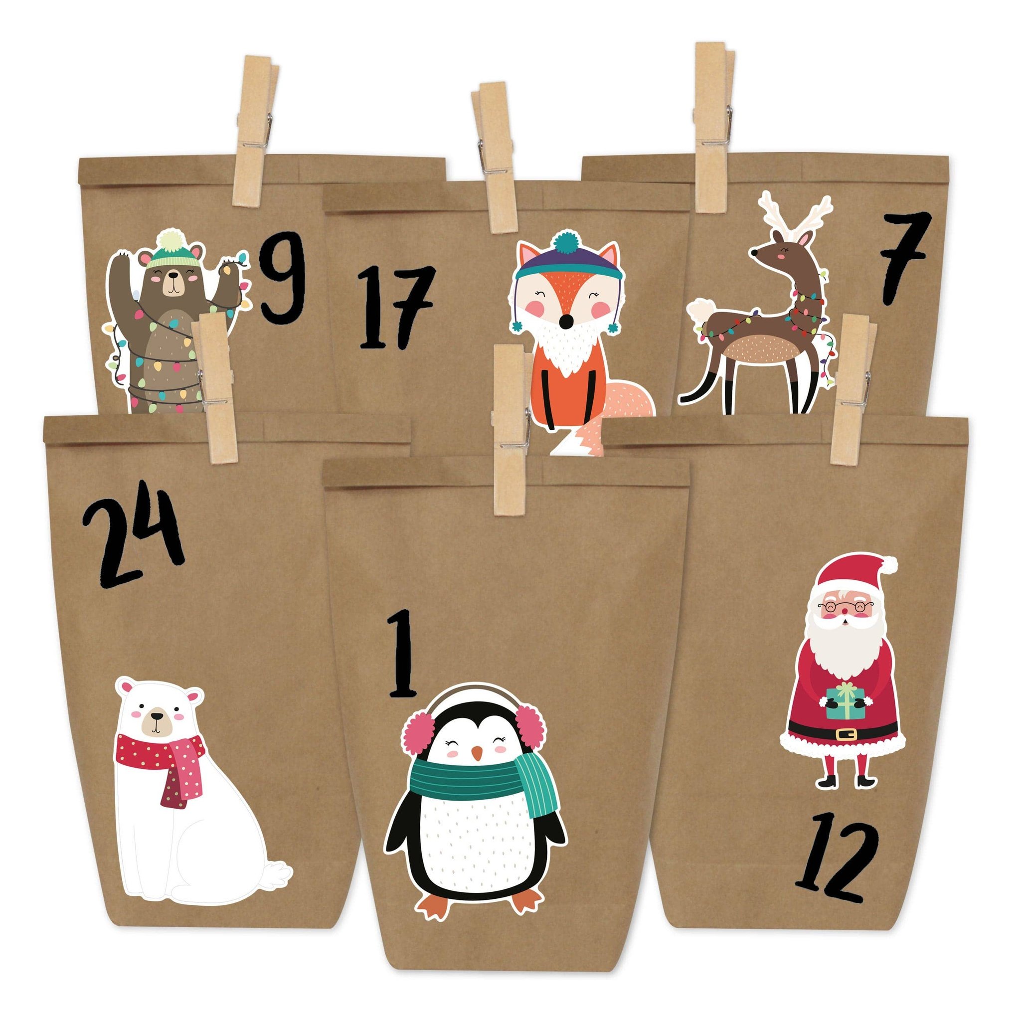 Adventskalender Weihnachtstiere zum Befüllen