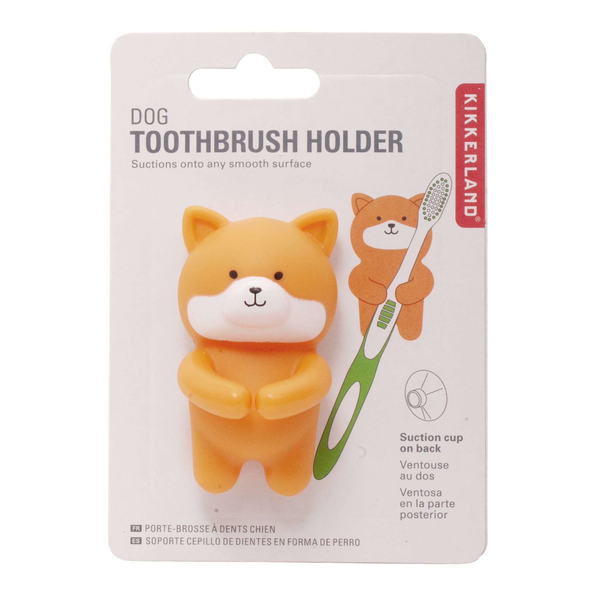 Porte-brosse à dents corgi sur la carte blister « Dog Toothbrush Holder » de Kikkerland