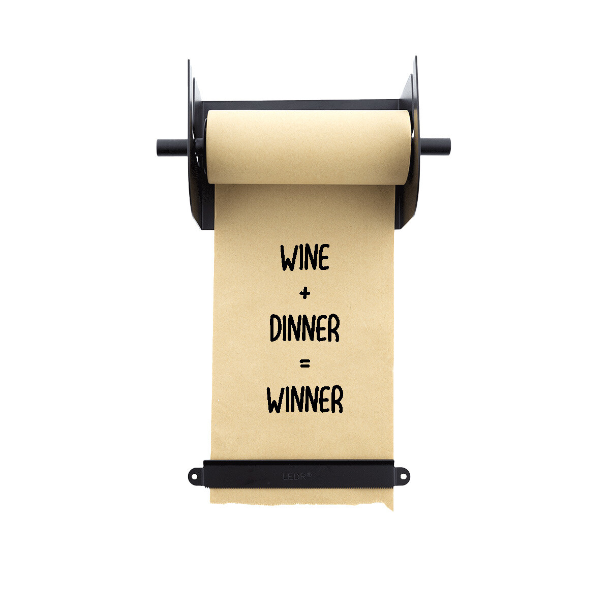 Papierrolle mit Wandhalter Schwarz, Kraftpapier 20 cm breit