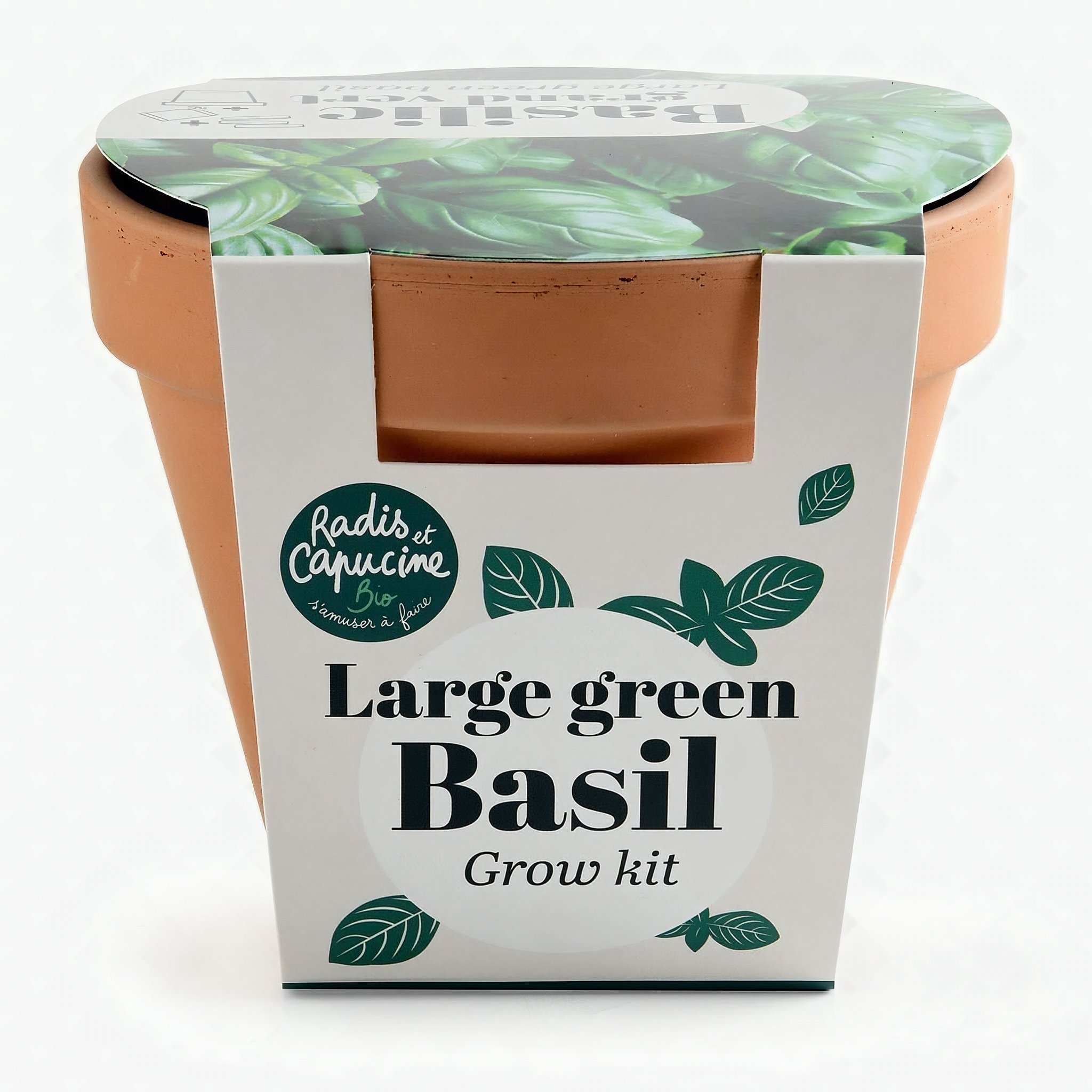 Basilikum Bio Anzuchtset Radis et Capucine – Verpackung mit englischer Frontansicht