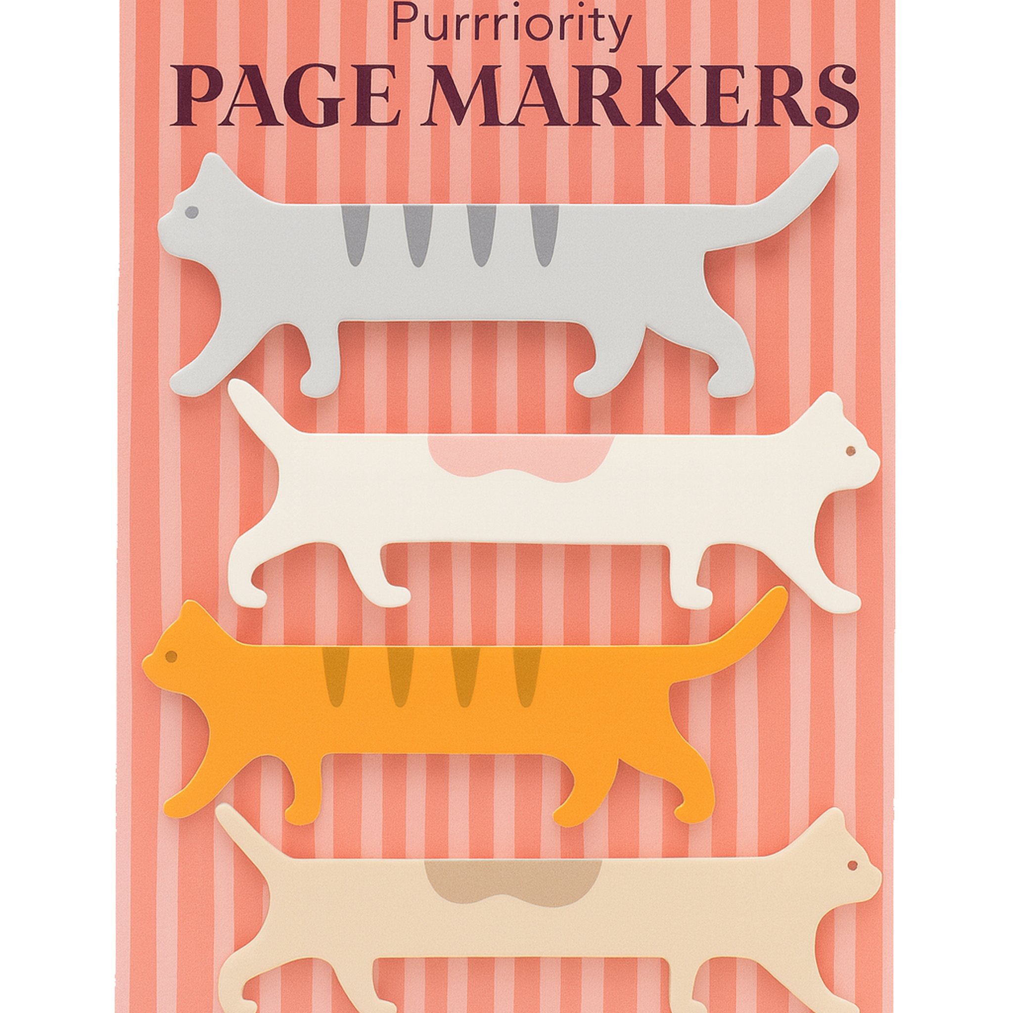 Katzen-Seitenmarkierer 80er-Set Verpackung mit 4 Katzen-Designs