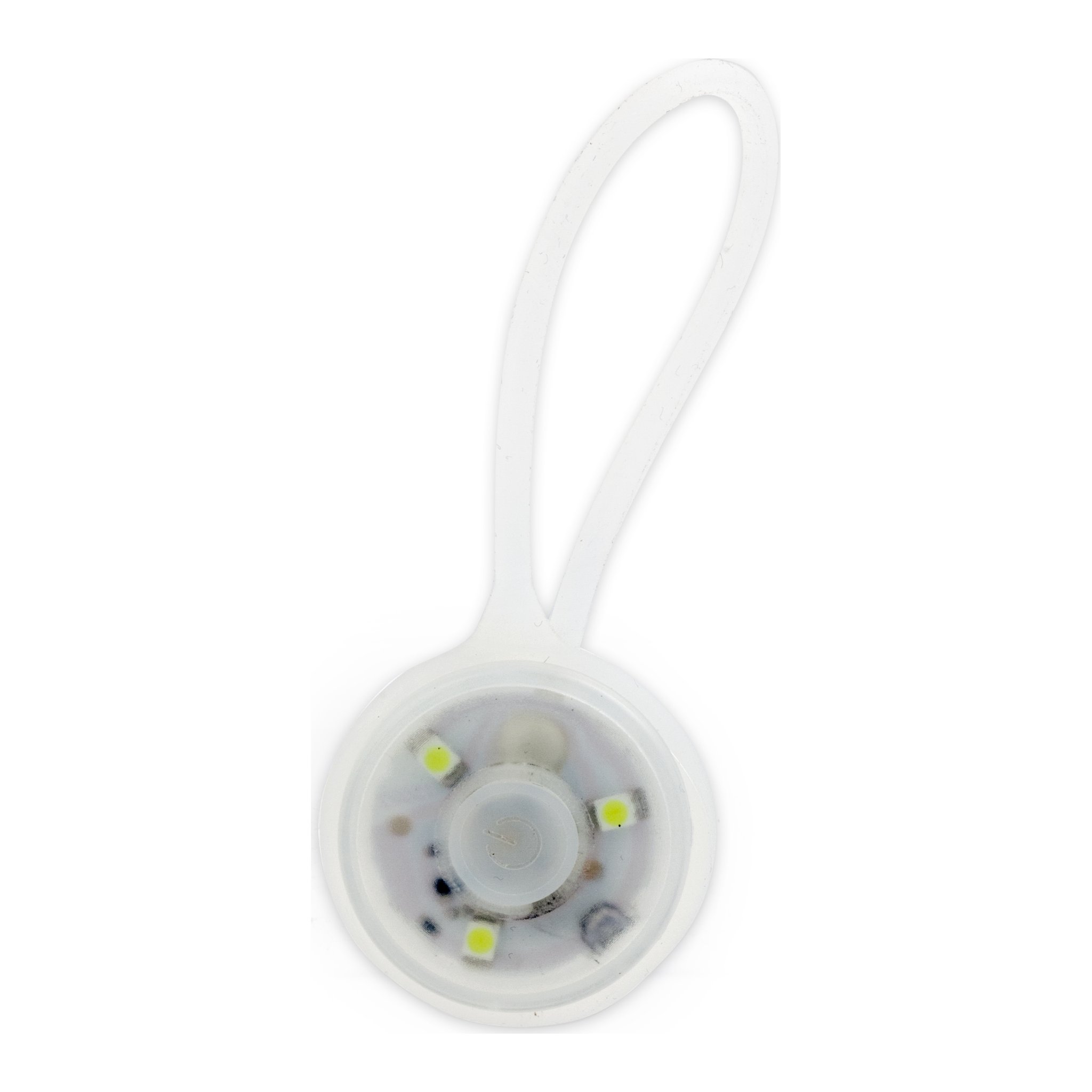 Weisse Handtaschen-Lampe aus Silikon mit Schlaufe und drei LEDs