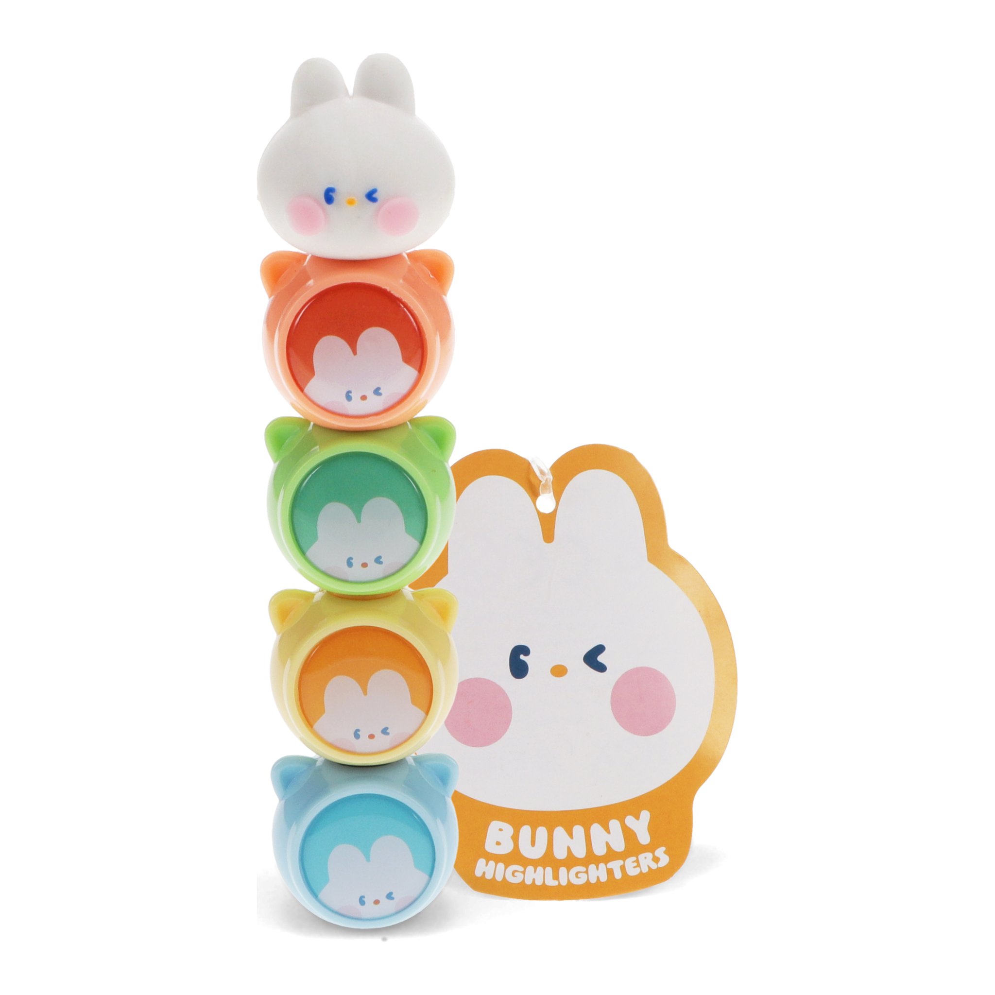 Surligneurs lapin empilables avec étiquette en carton « Bunny Highlighters »