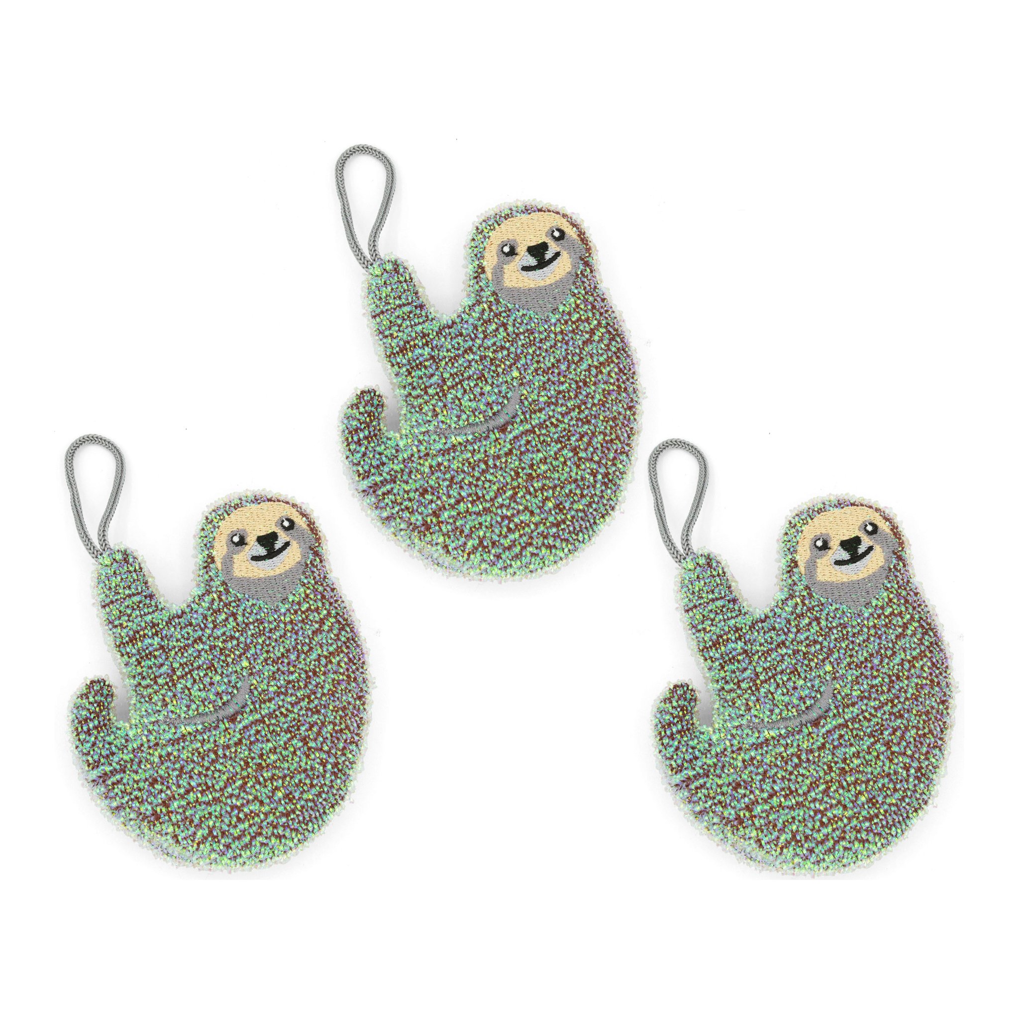 Trois éponges paresseux avec boucle de suspension