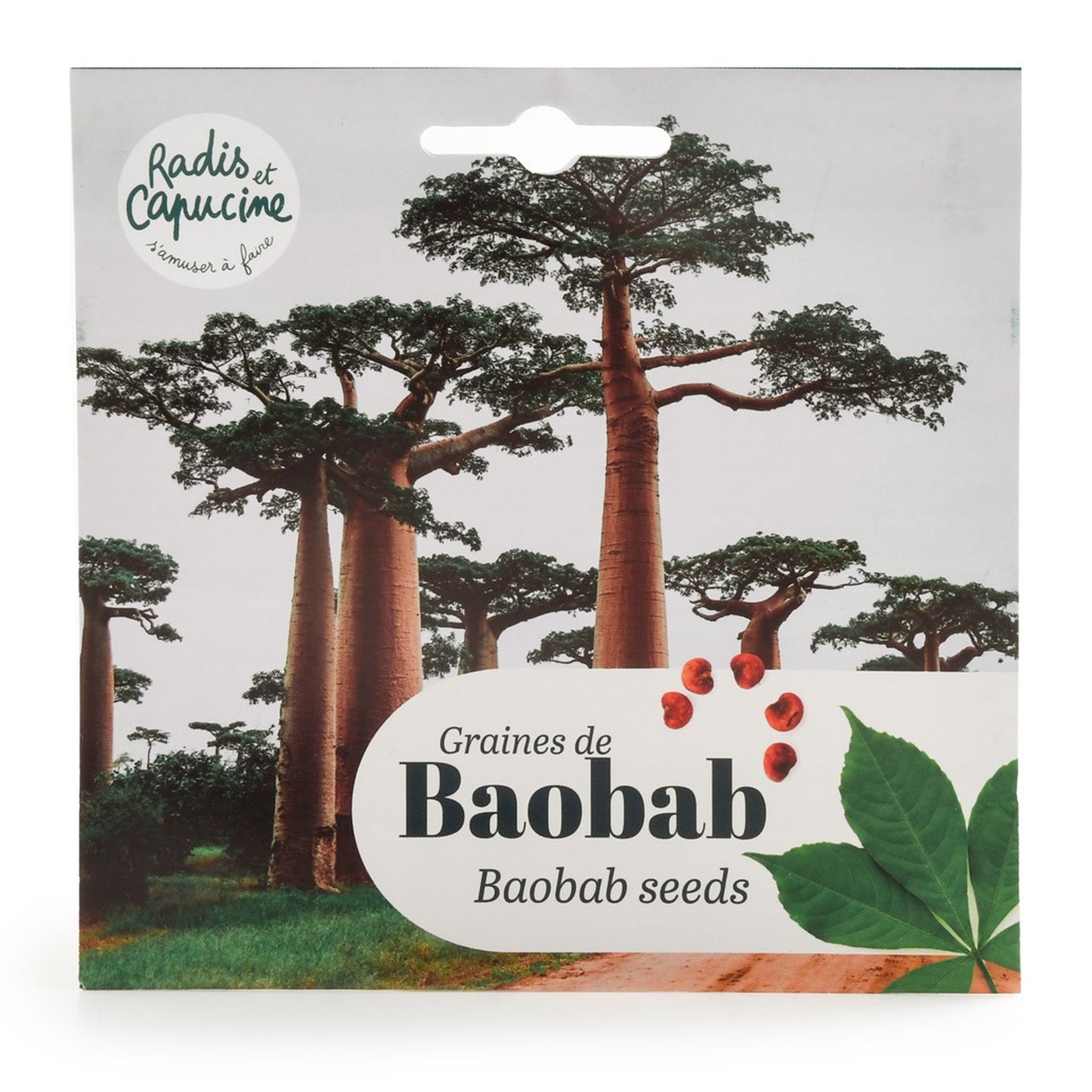 Graines de baobab de Radis et Capucine – face avant du sachet