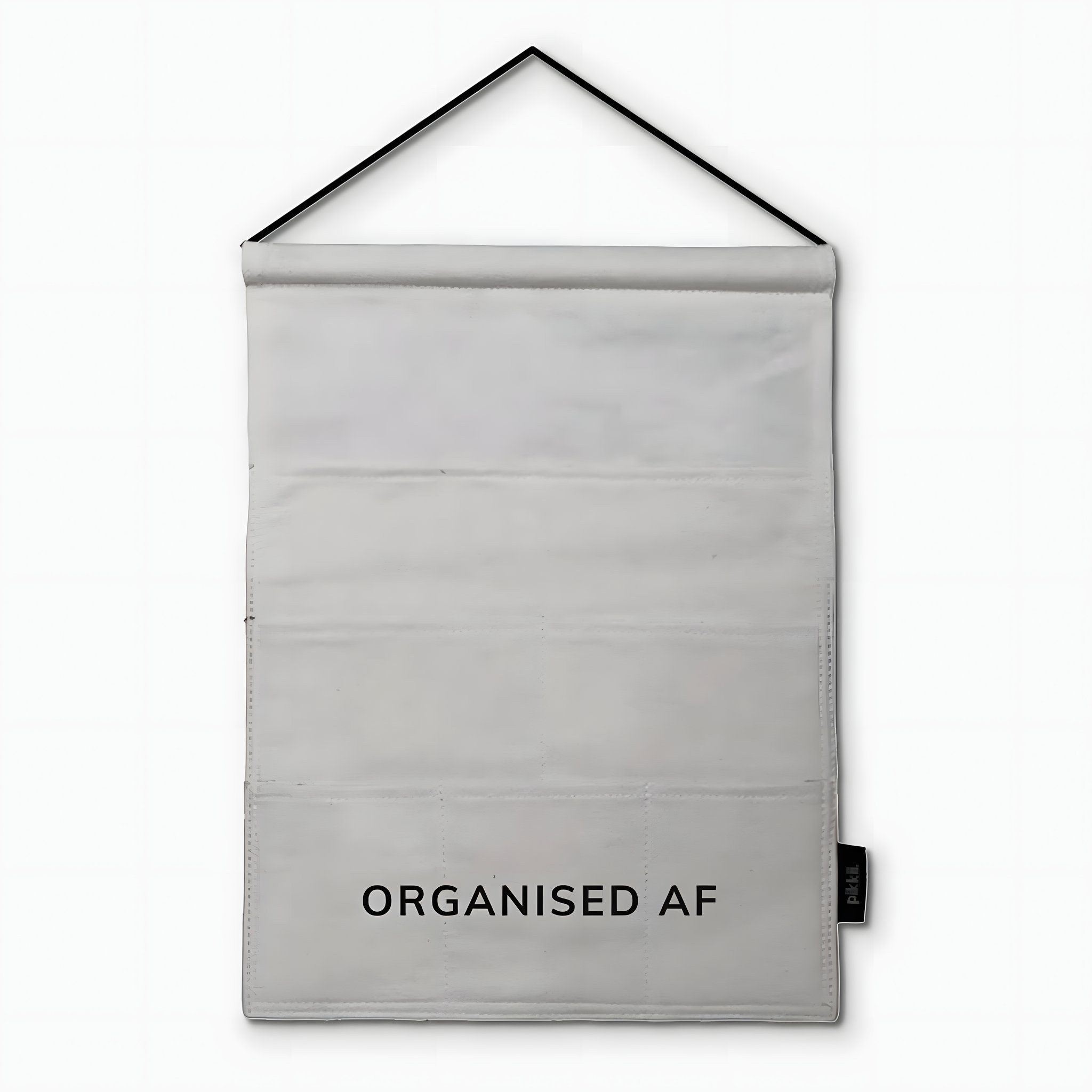 Rangement suspendu Organised AF – vue de face avec poches