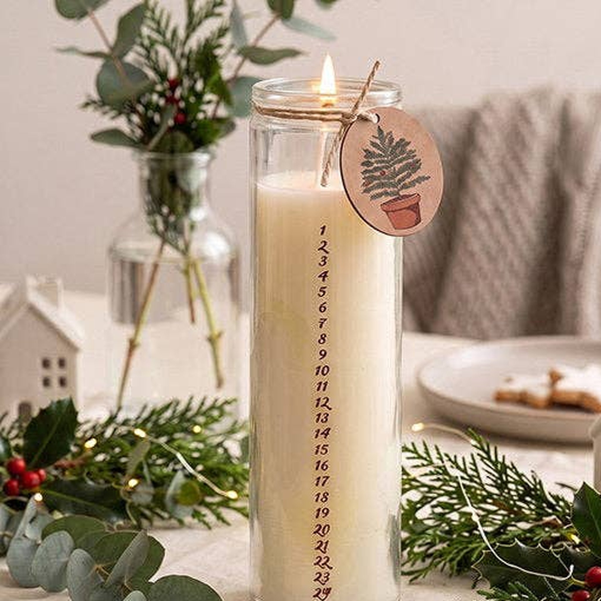 White Advent Calendar Candle in a Glass – lifestyle image