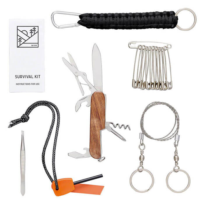 Survival Ausrüstung Set mit Tasche von Wild &amp; Wolf