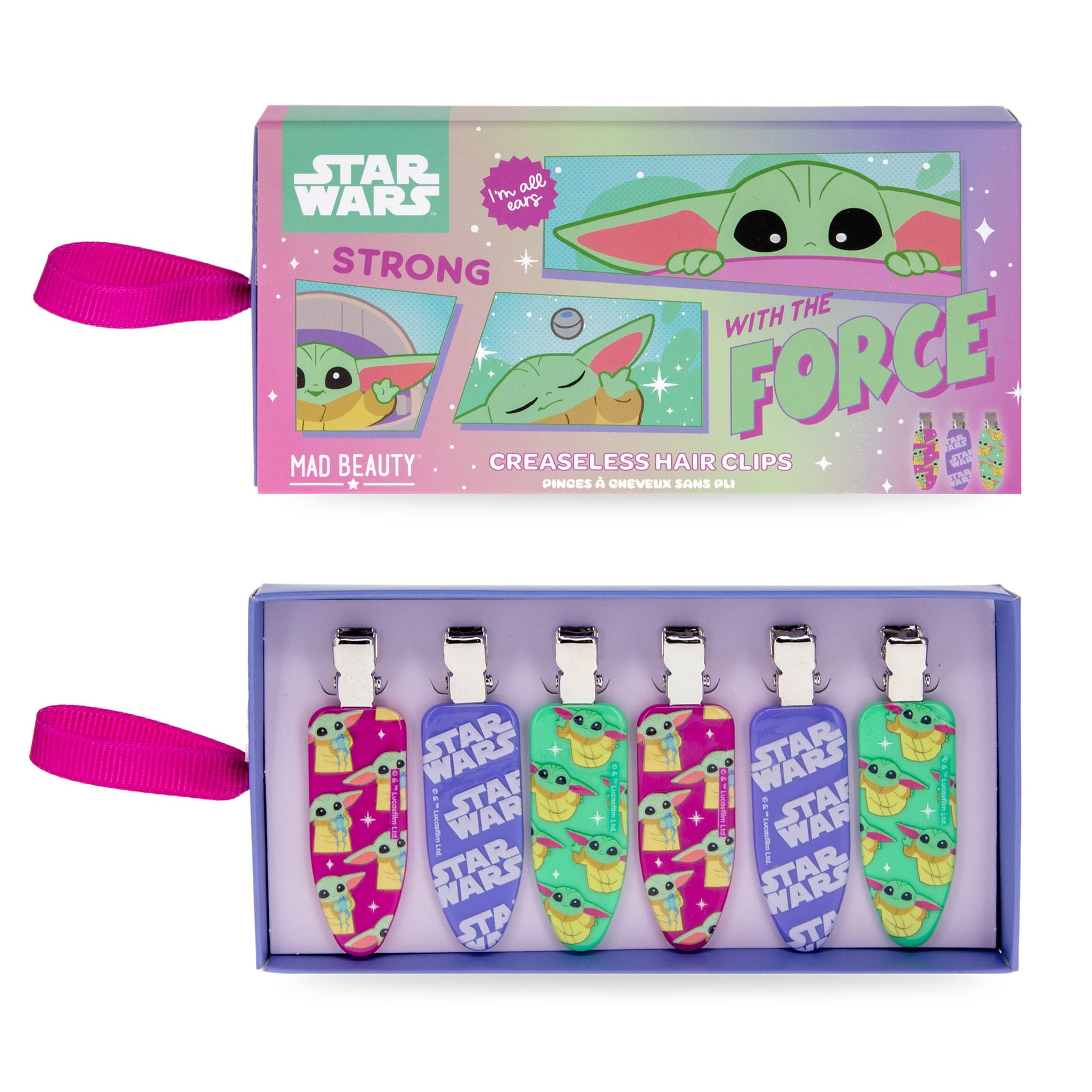 Grogu Haarclips Detail mit Galaxy-Print