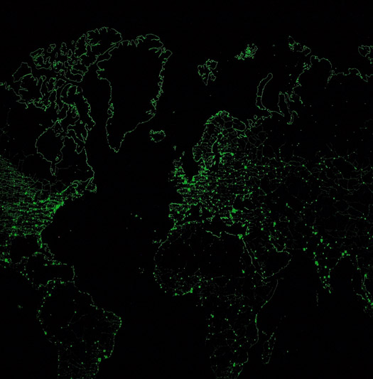 Carte du Monde Fluorescente