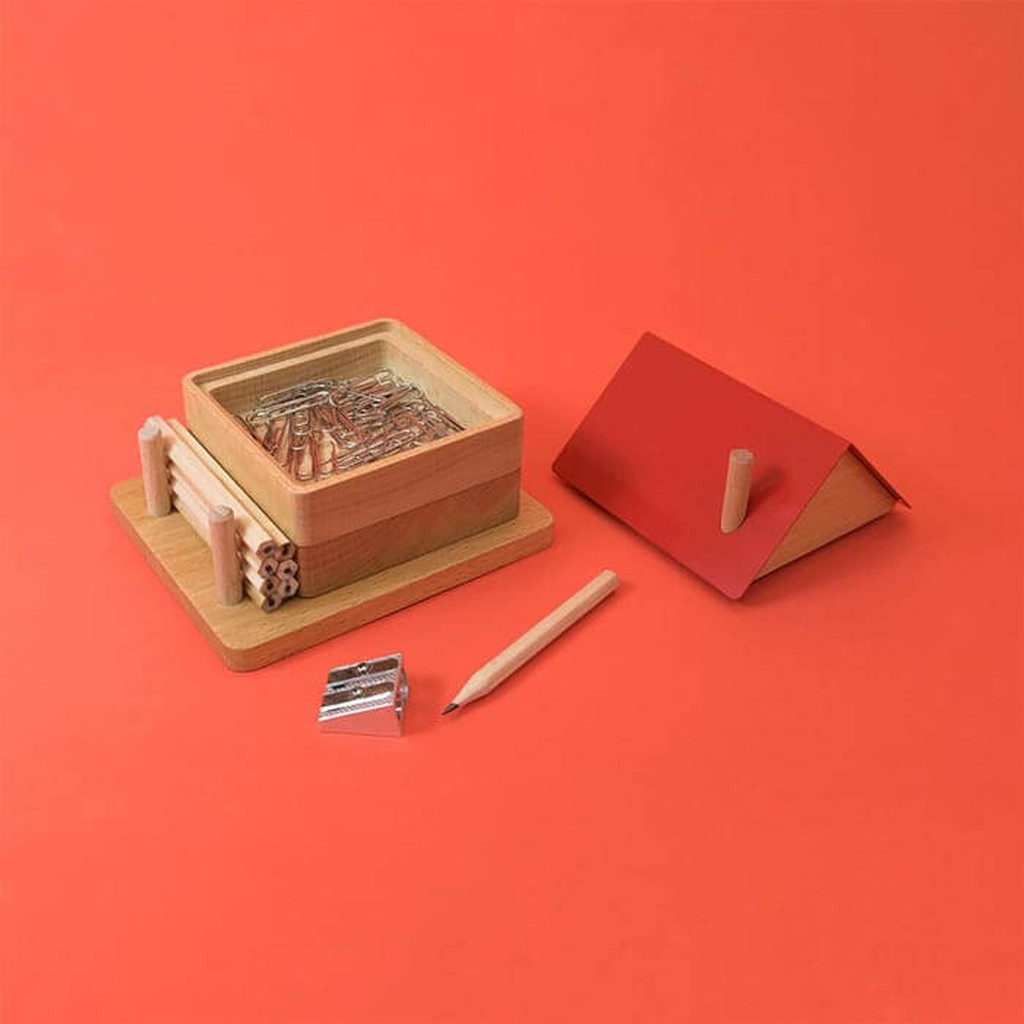 Schreibtischorganizer Holzhütte