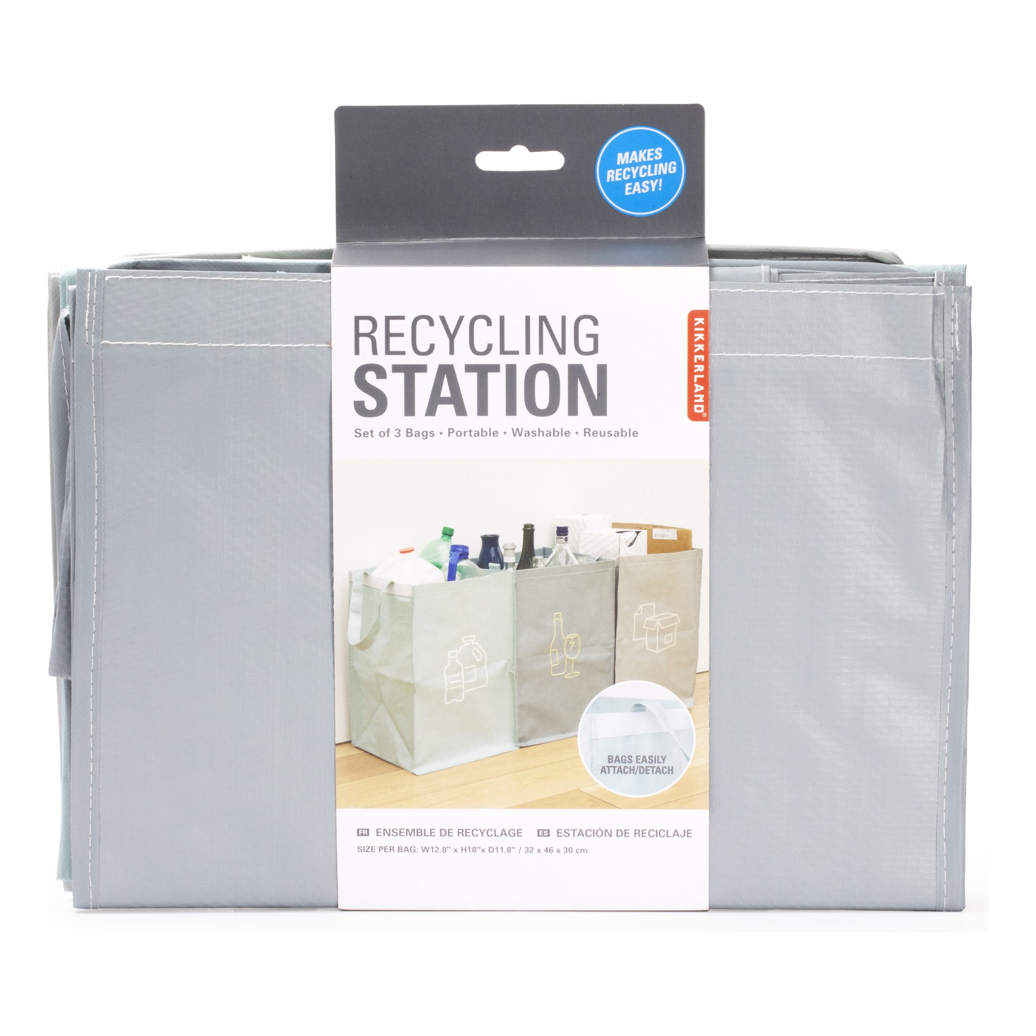 Recycling-Station Kikkerland Originalverpackung — Set of 3 Bags, washable & reusable
