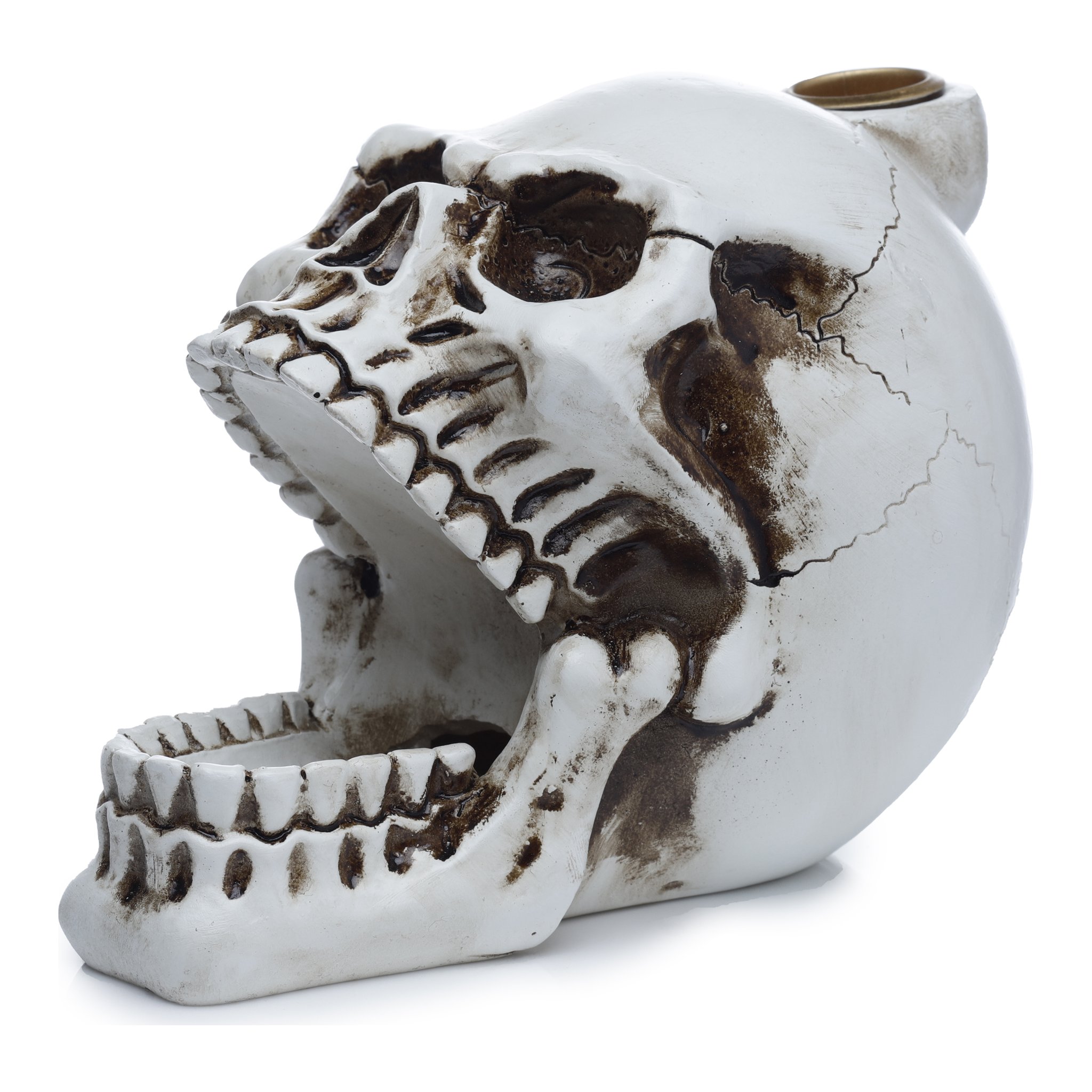 Skull incense holder cut out, side view