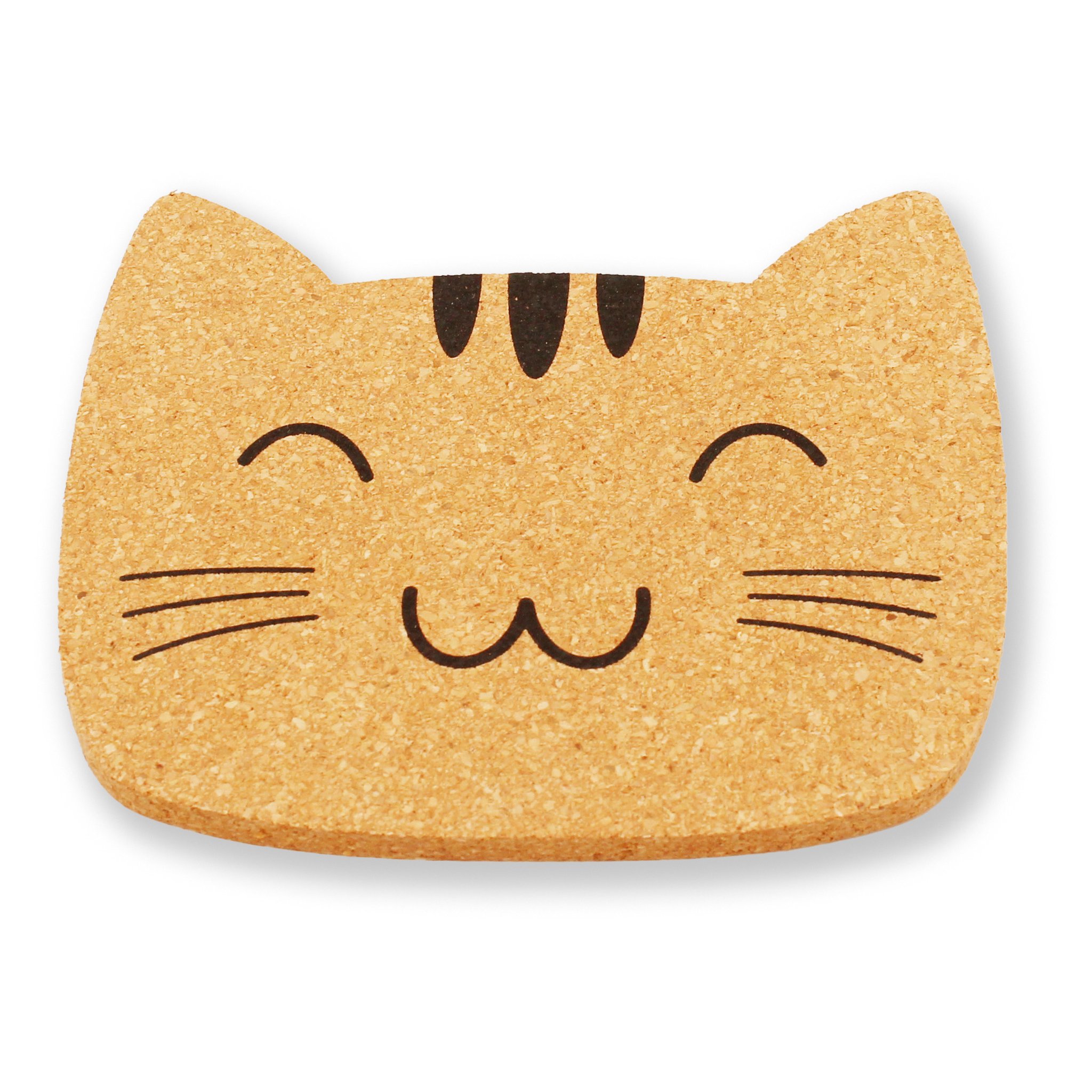 Korkuntersetzer lächelnde Katze mit Stirnstreifen