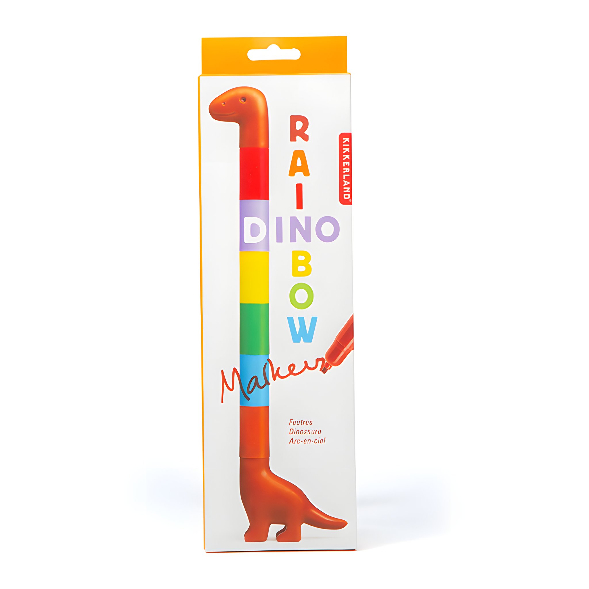 Regenbogen-Dino Filzstifte in der Verpackung