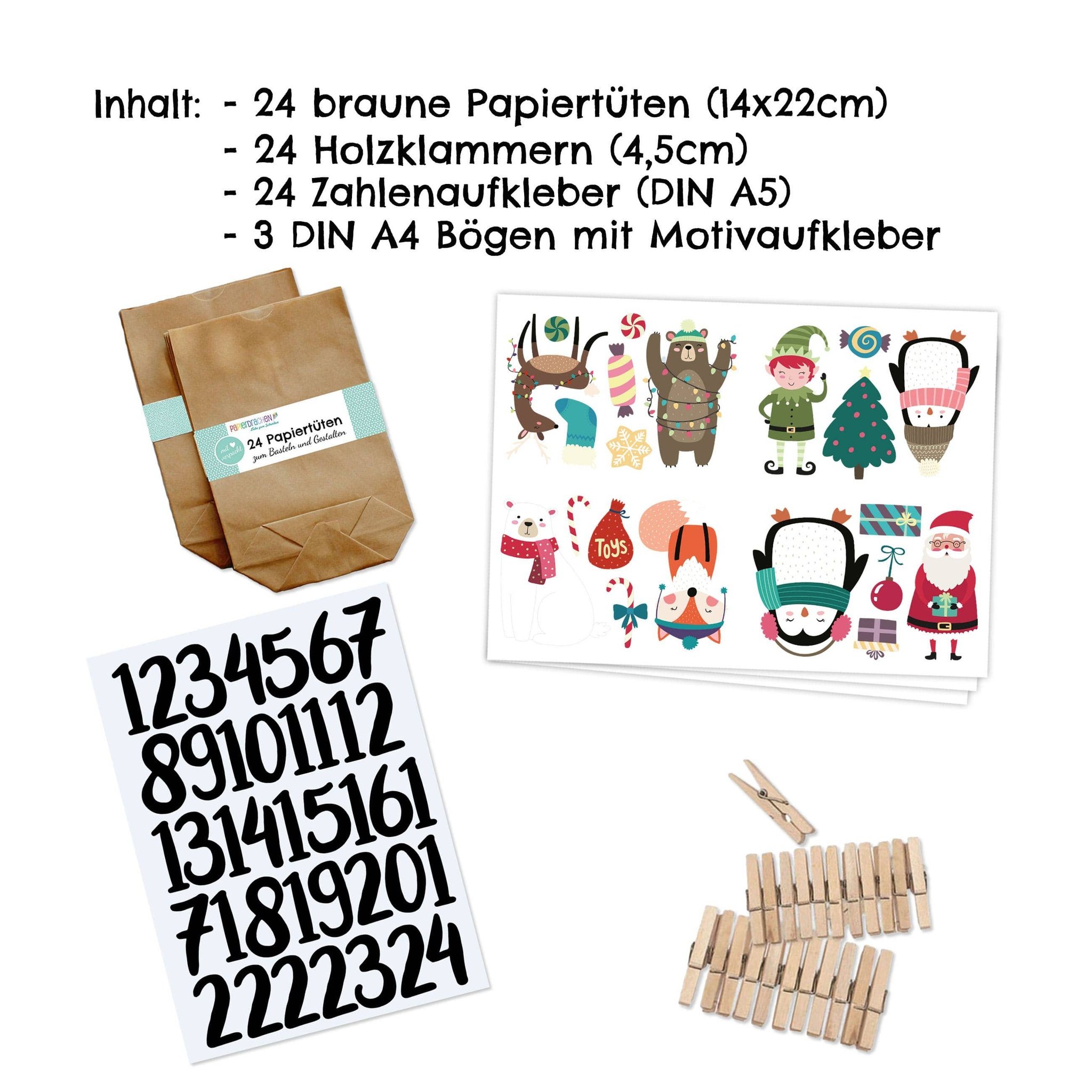 Adventskalender Weihnachtstiere zum Befüllen