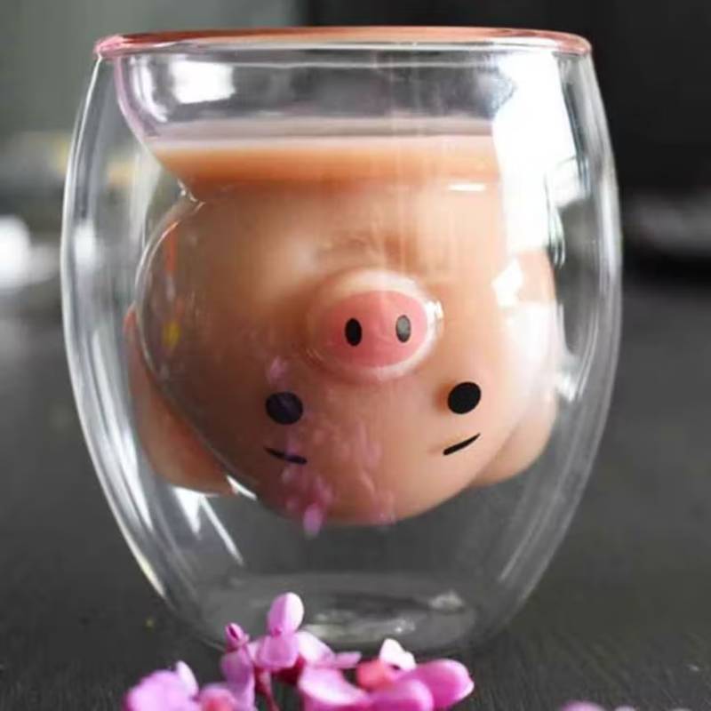 Glasbecher Schweinchen