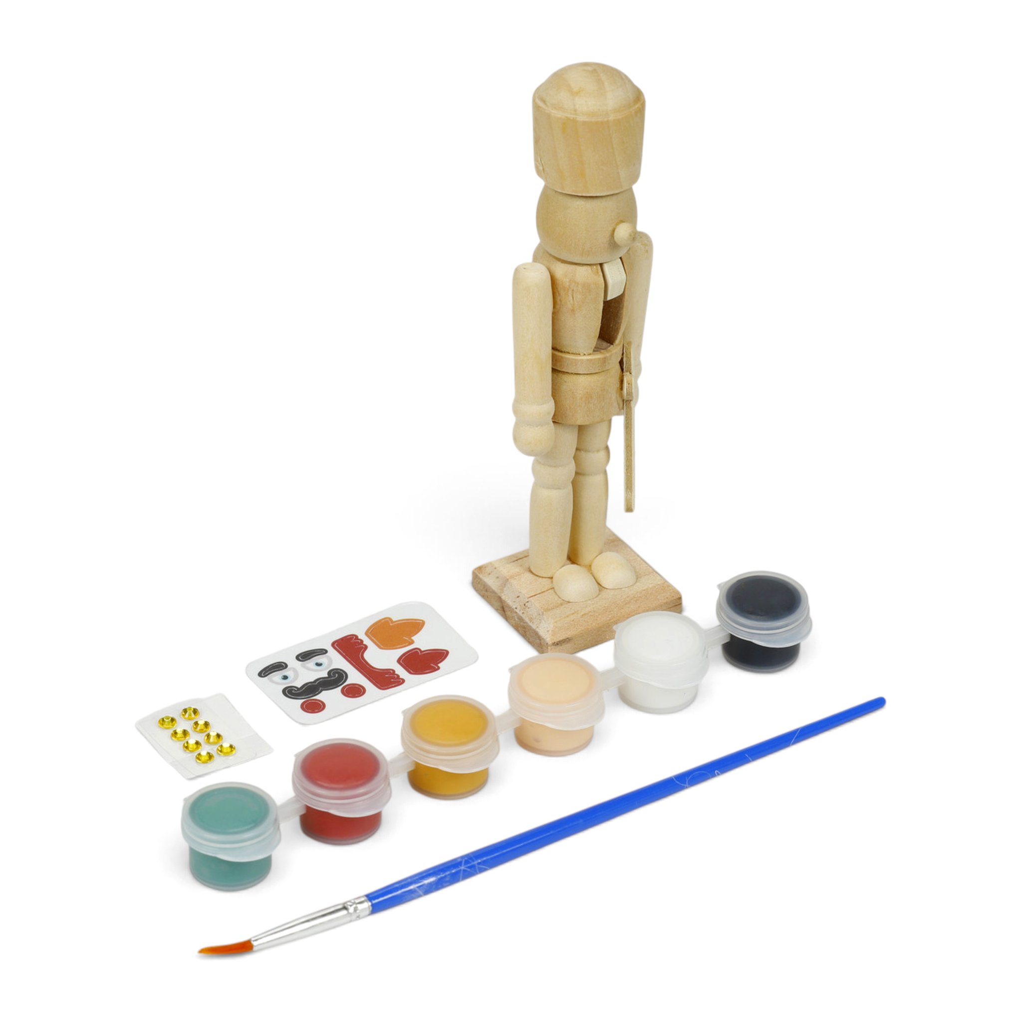 Contenuto del set: figura in legno, vasetti di colore, pennello e adesivi