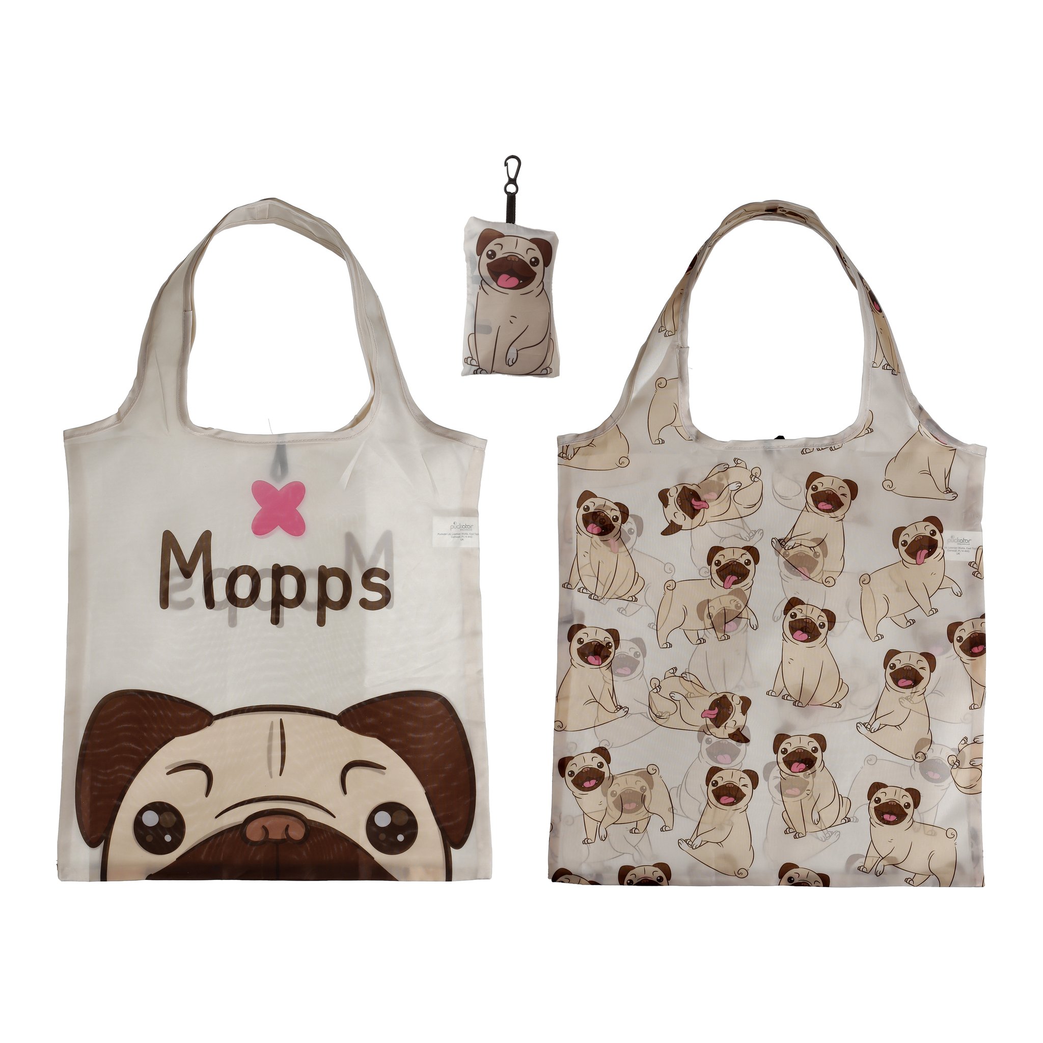 Deux sacs a provisions carlin avec la pochette pliee