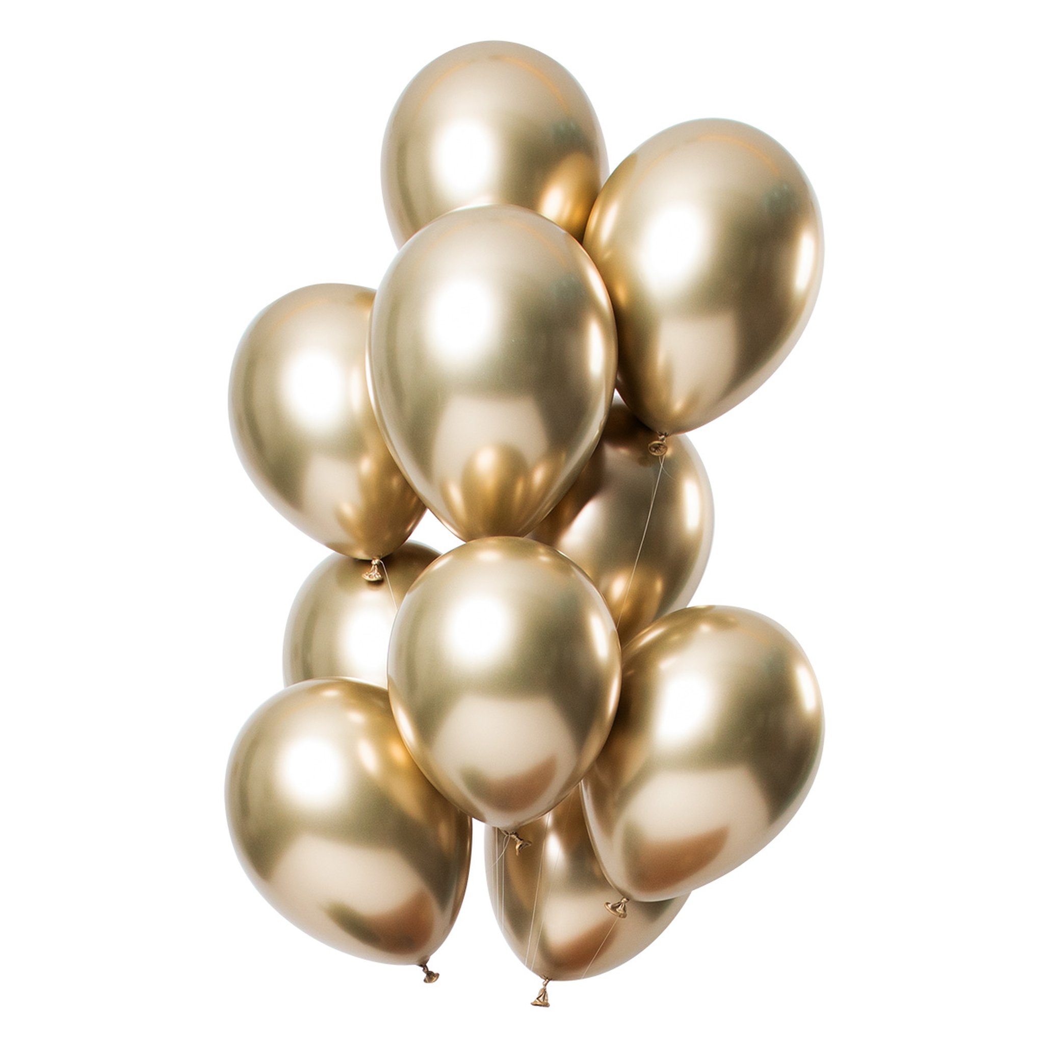 Folat Latex-Ballons Mirror-Effekt Gold 33 cm 12 Stück — komplette Bouquet-Ansicht