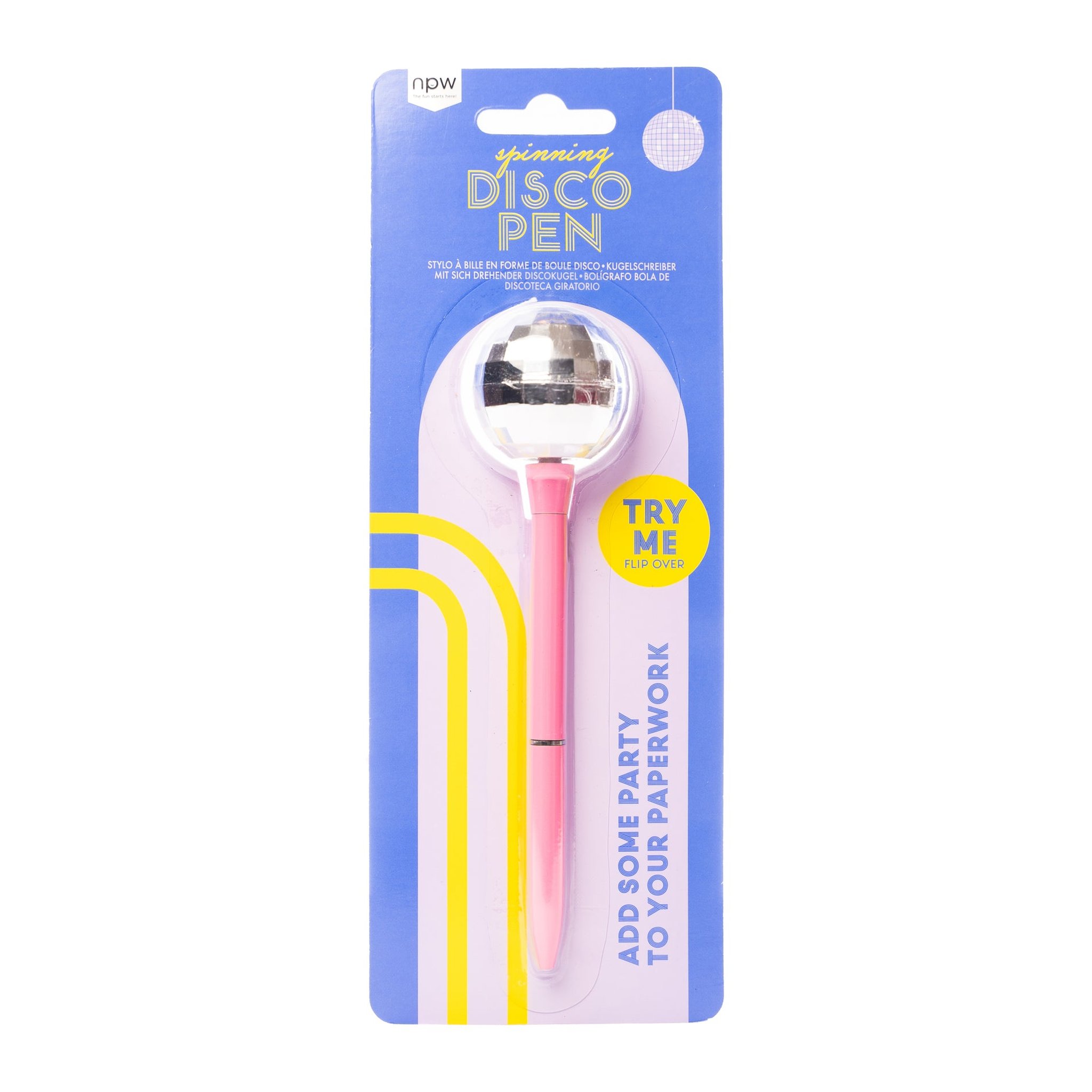 Disco-Kugel-Stift Verpackung mit drehbarer Mini-Discokugel auf dem Stift-Deckel