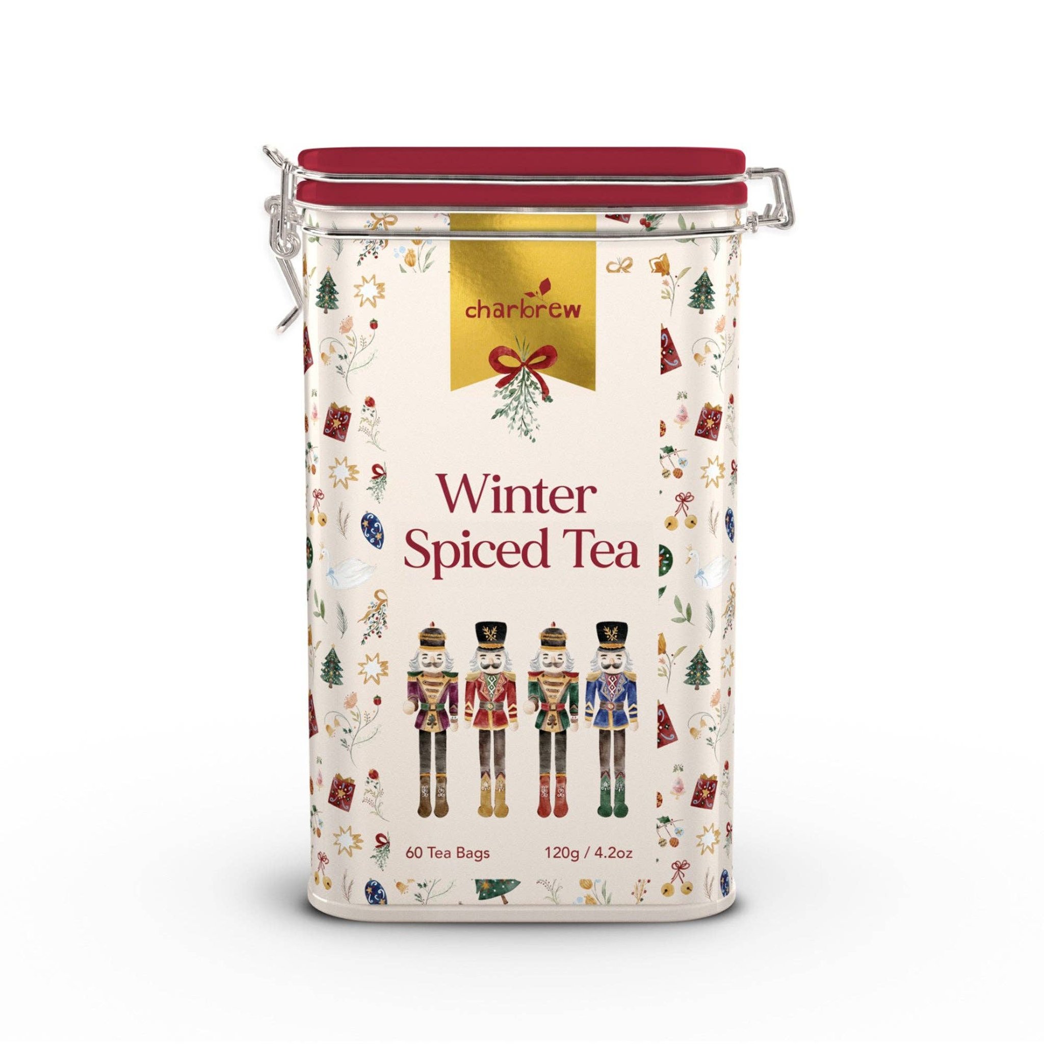 Frontansicht der Winter Spiced Tea Dose mit Nussknackern