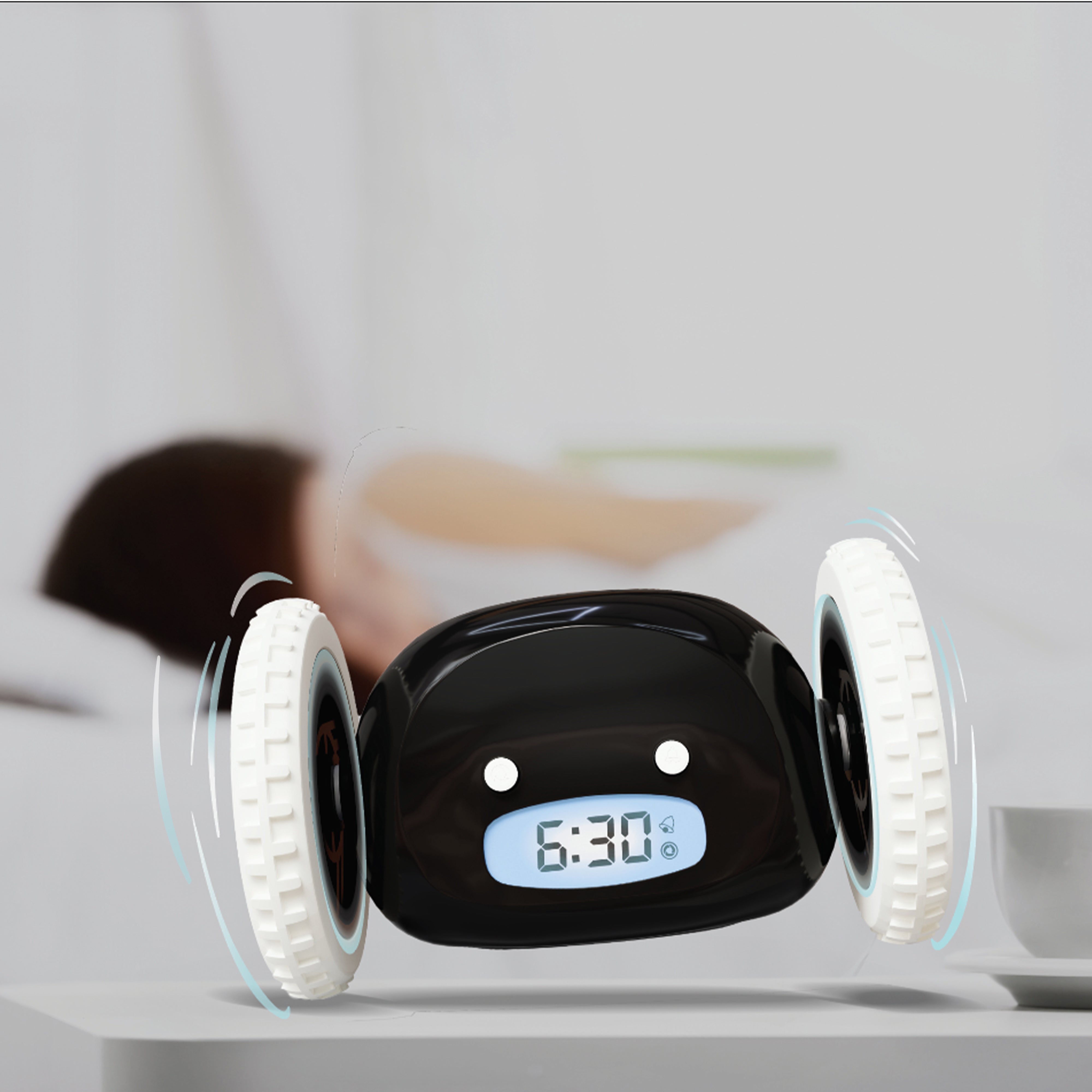 Wecker Clocky Schwarz – Lifestyle auf dem Nachttisch