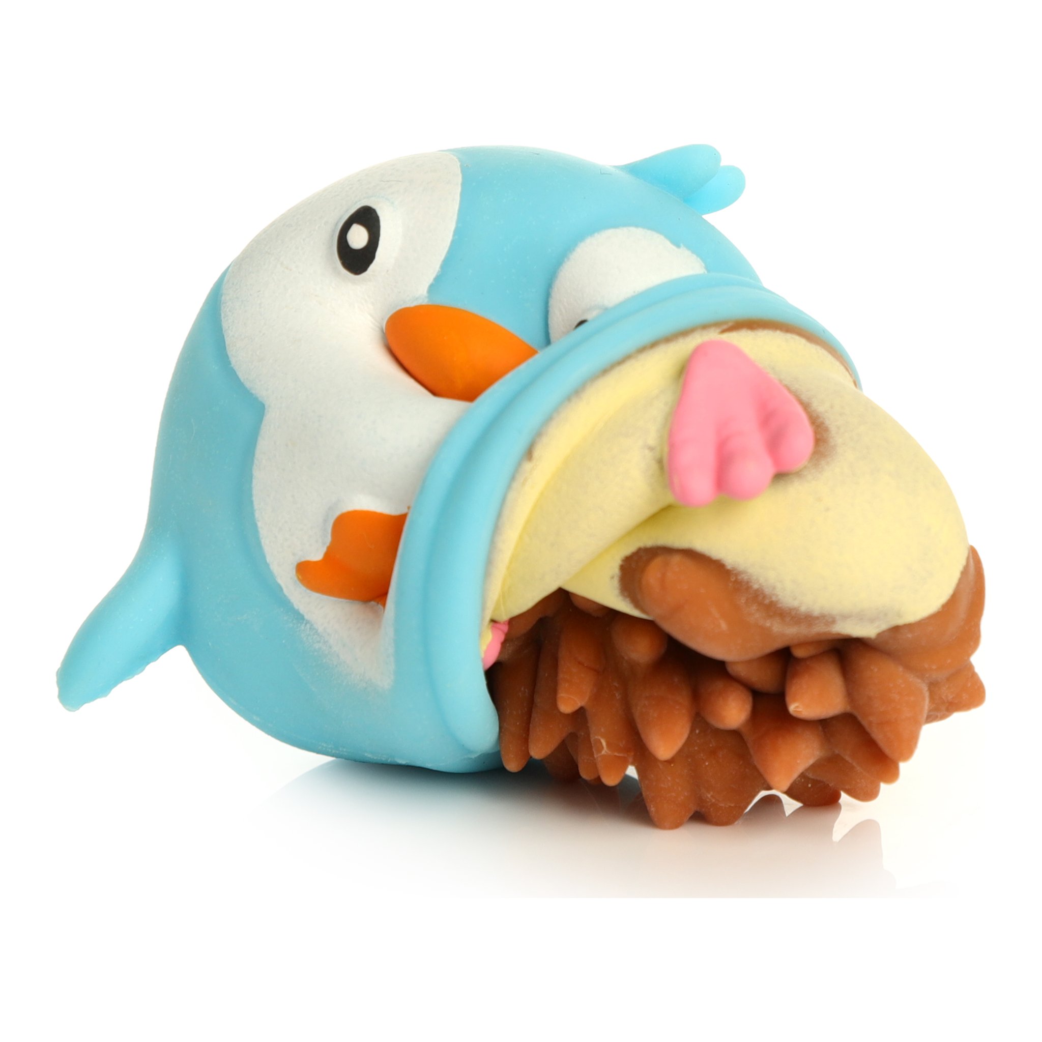 Pinguin-Flip-Tier beim Umstuelpen, Igel kommt zum Vorschein
