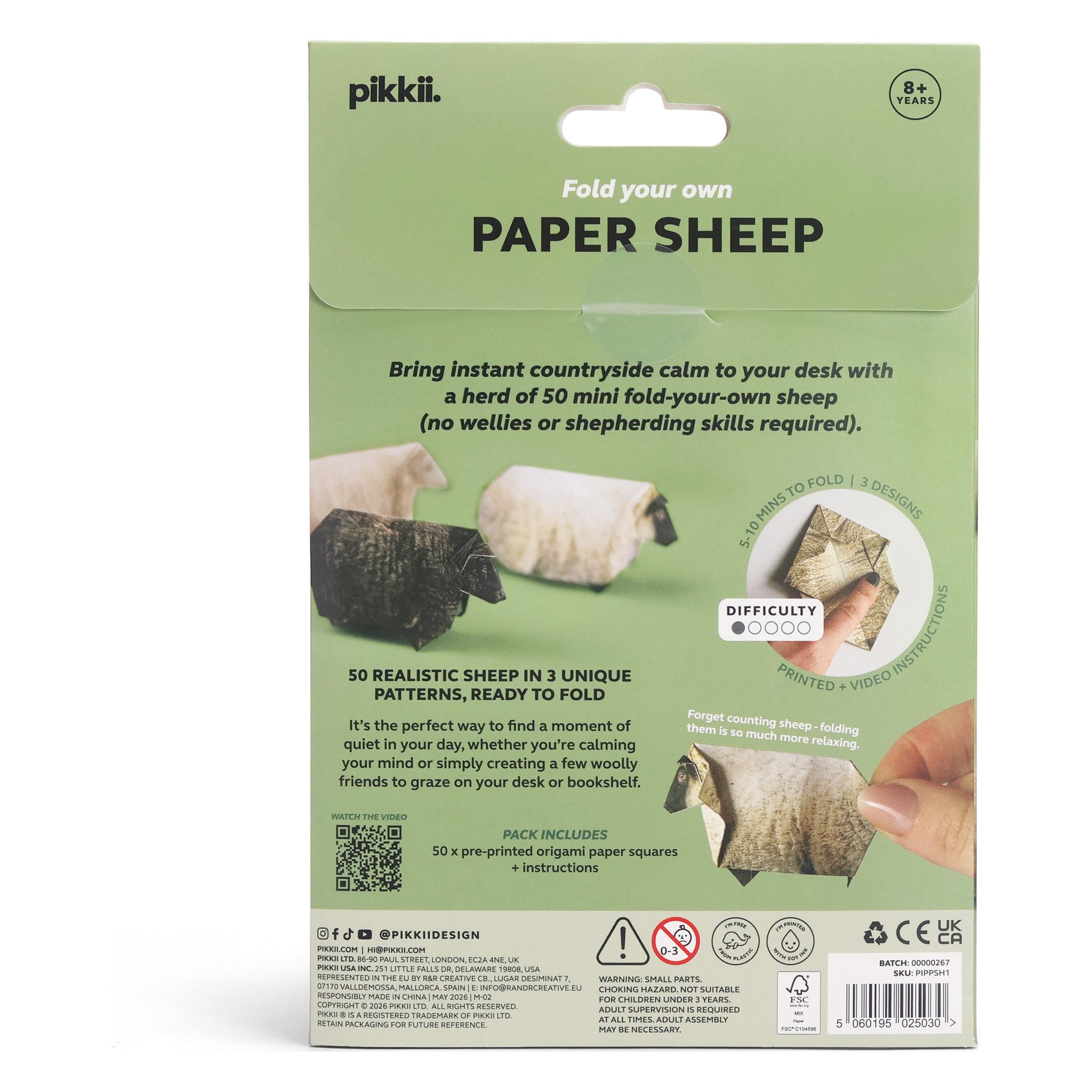 Paper Sheep origami set – packaging back