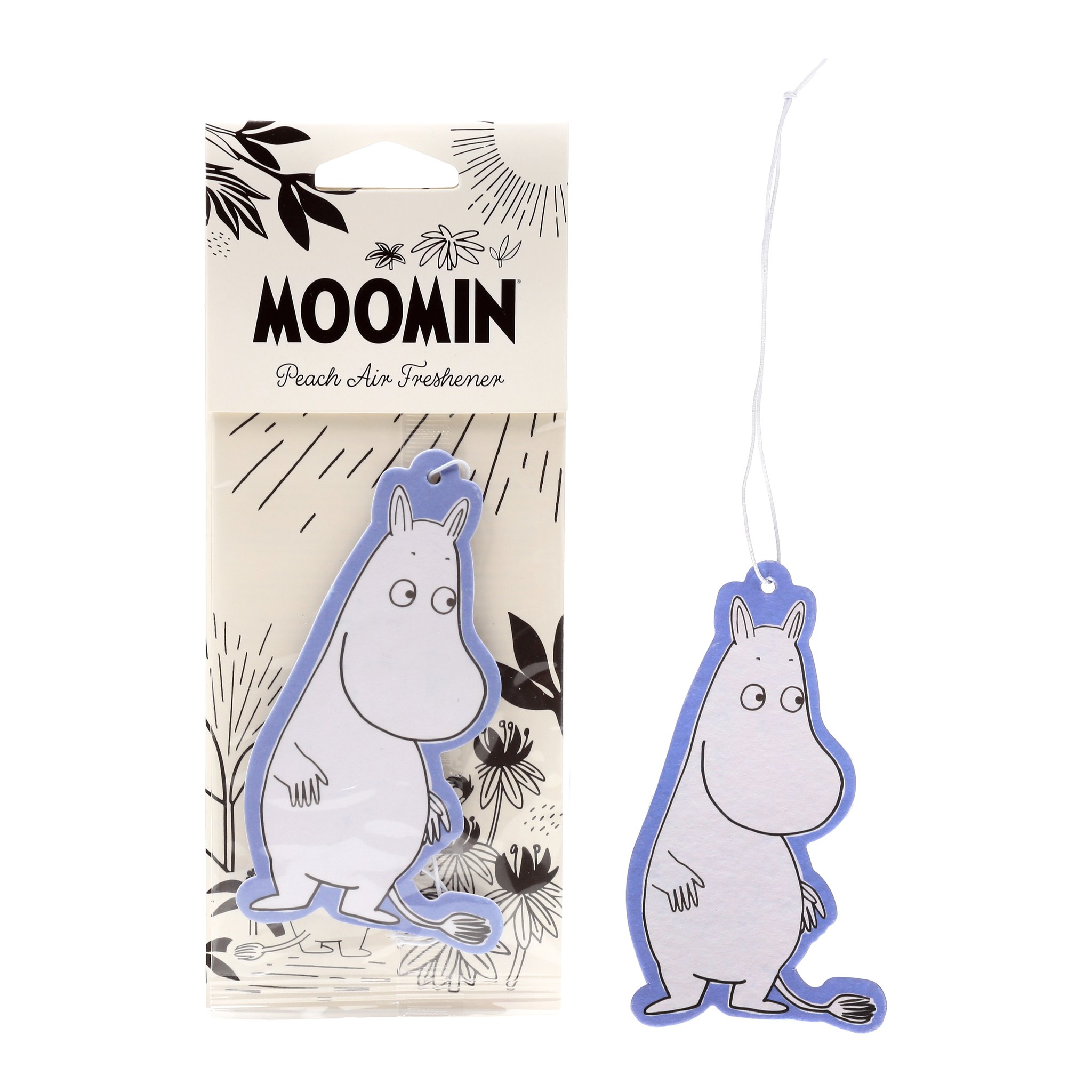 Mumin-Lufterfrischer neben der Verpackungskarte