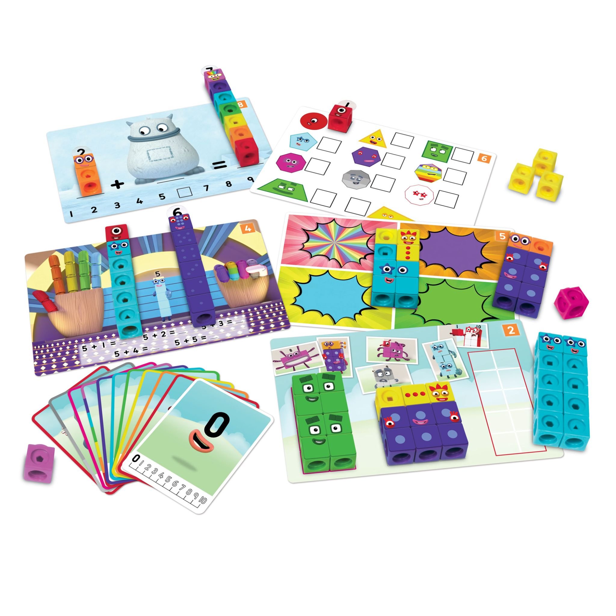 MathLink Cubes Numberblocks 1-10 Aktivitätsset – Inhalt ausgebreitet