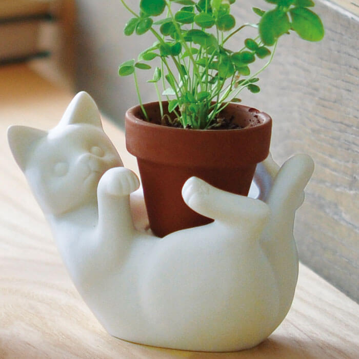 Pot de Fleurs Auto-Suffisant Chat