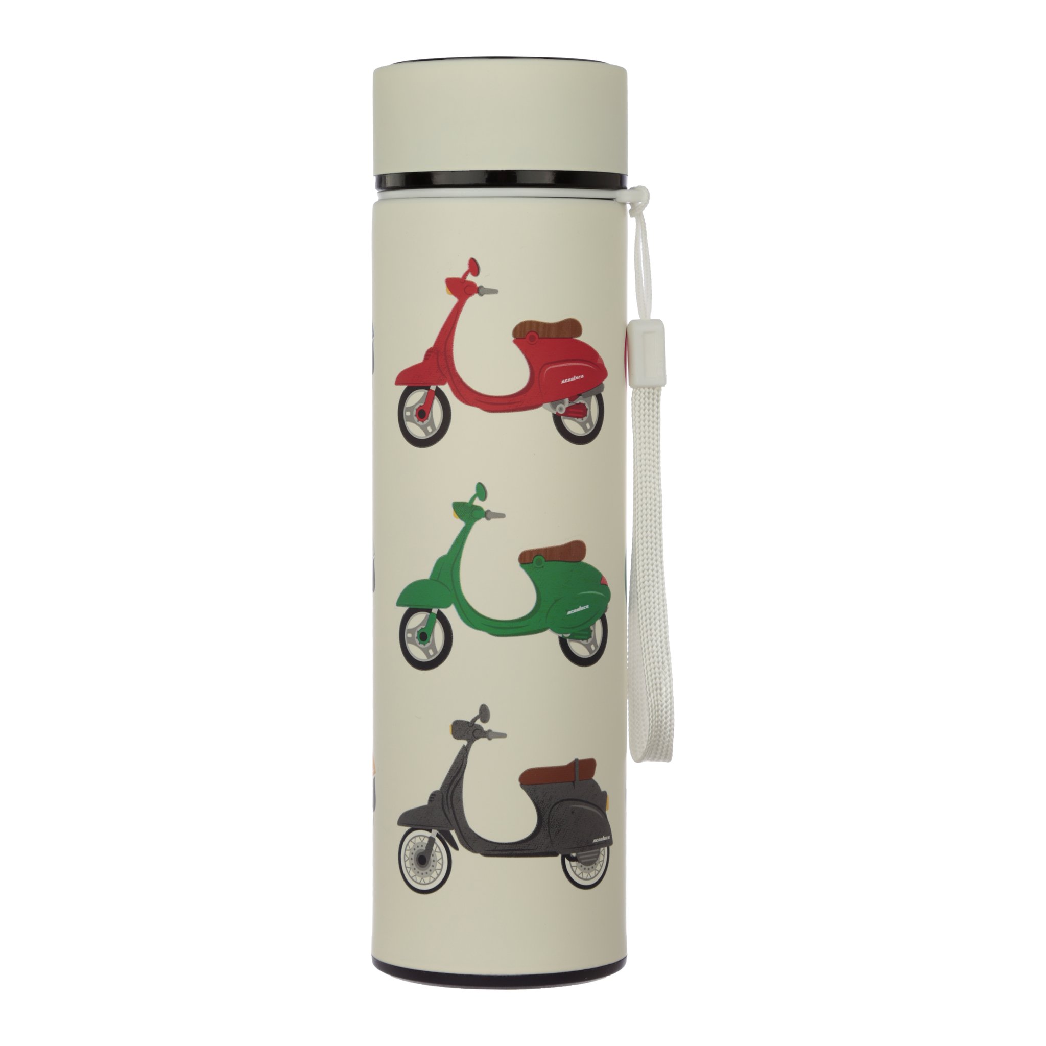 Scooter vacuum flask with red and green scooter design