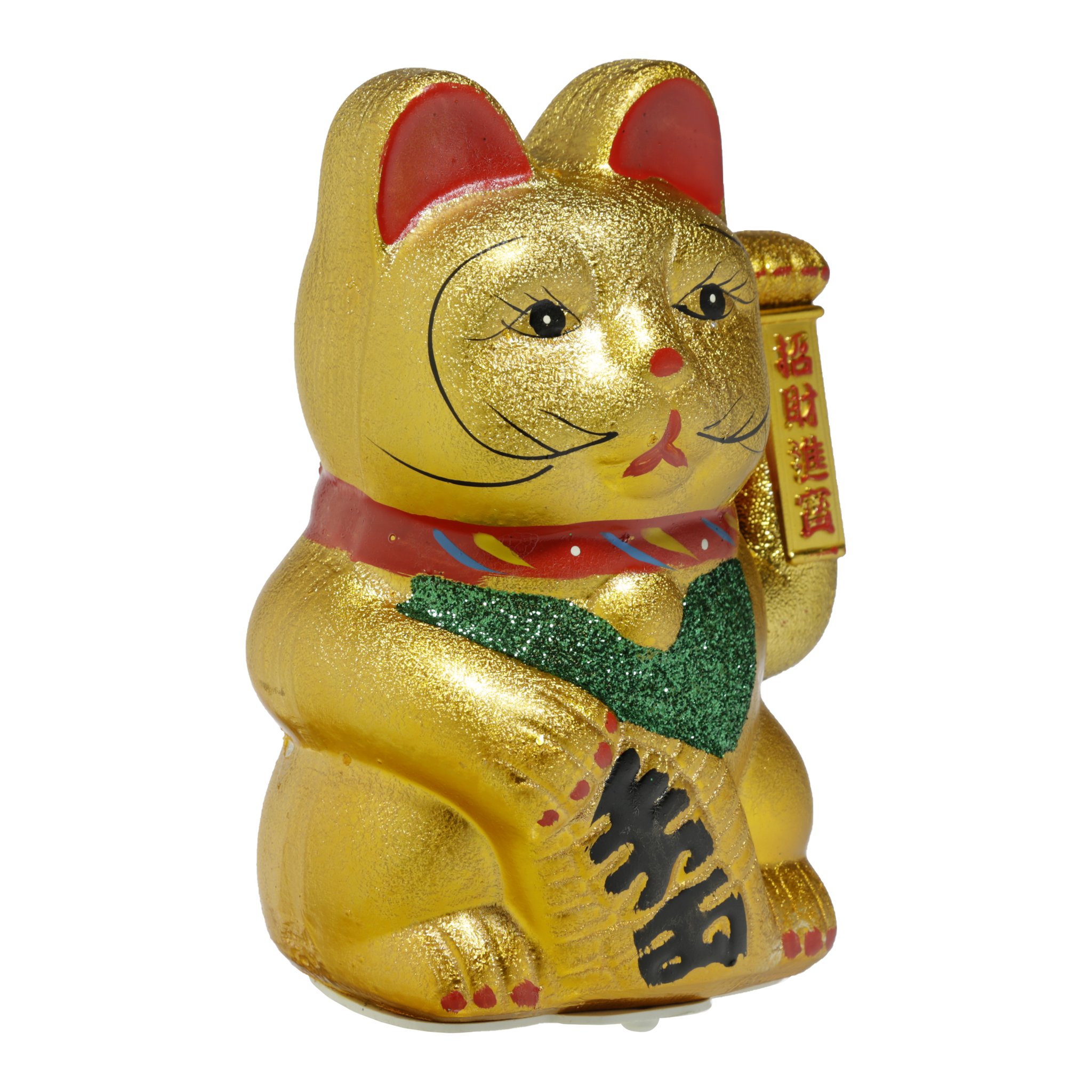 Chat porte-bonheur dore vu de l'autre cote