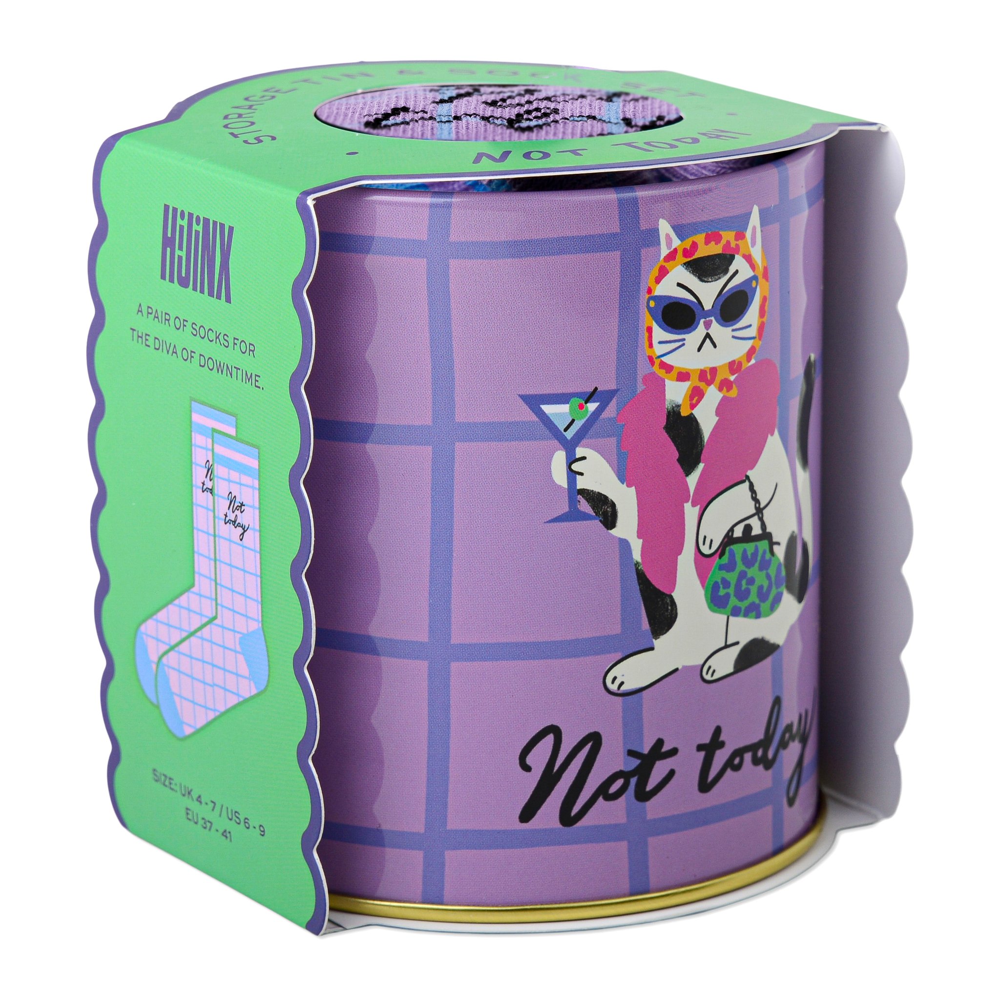 Vue latérale de la boîte à chaussettes avec bandeau Hijinx et taille