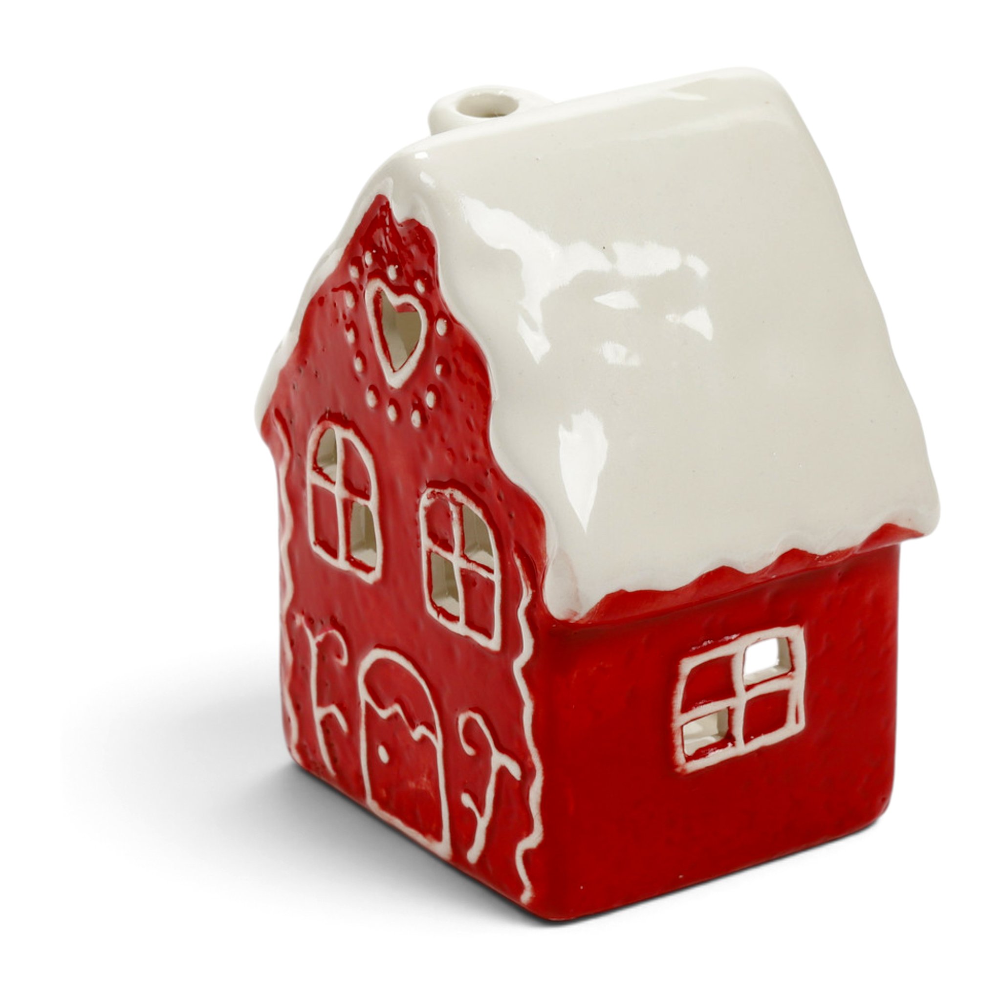 Rotes Lebkuchenhaus schräg von vorne
