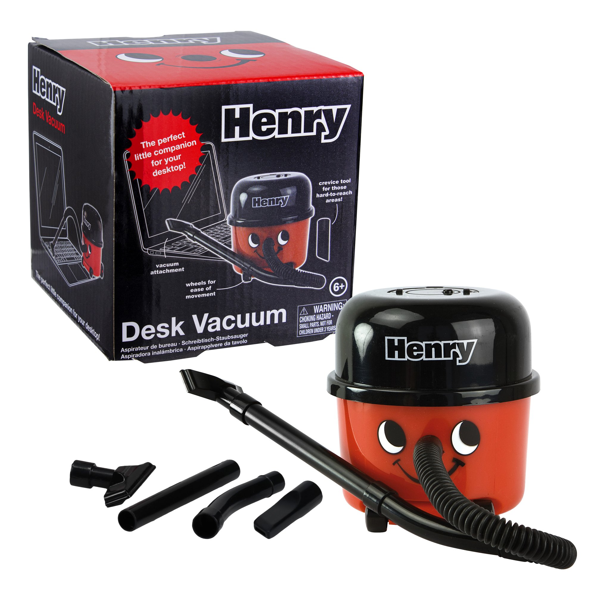 Henry Tischstaubsauger von Paladone mit Verpackung und Zubehör