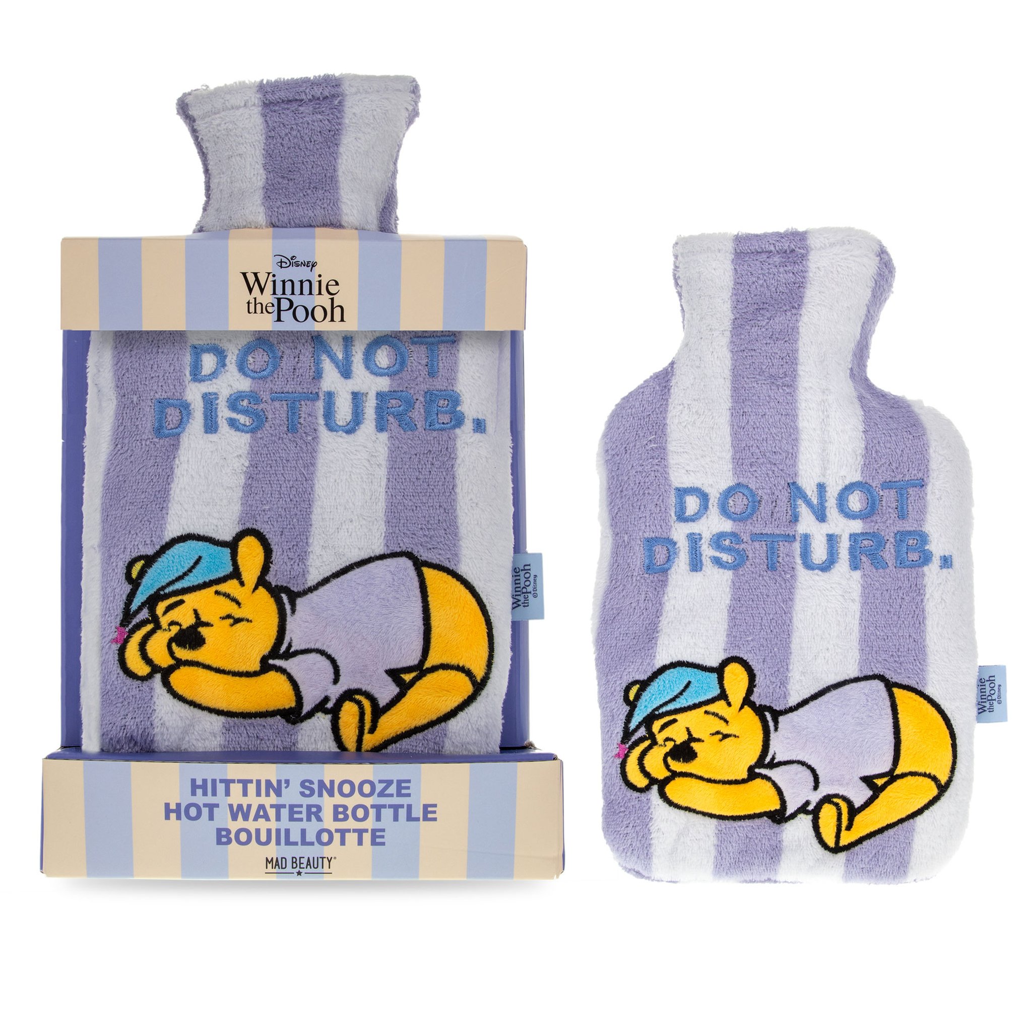 Dettaglio fodera peluche Winnie the Pooh con cartello Non disturbare
