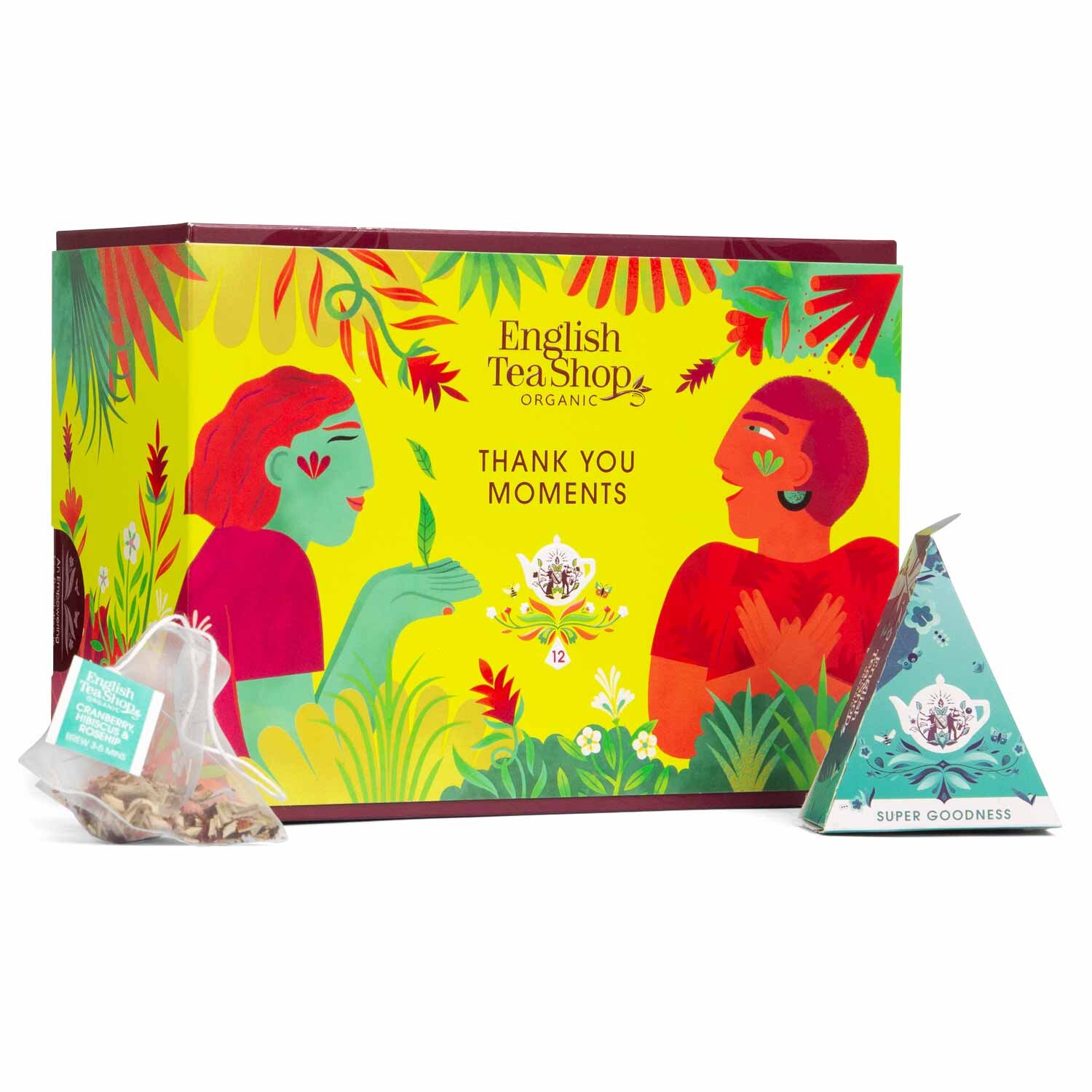 Geschenkbox Thank You mit Pyramiden-Beutel und losem Tee