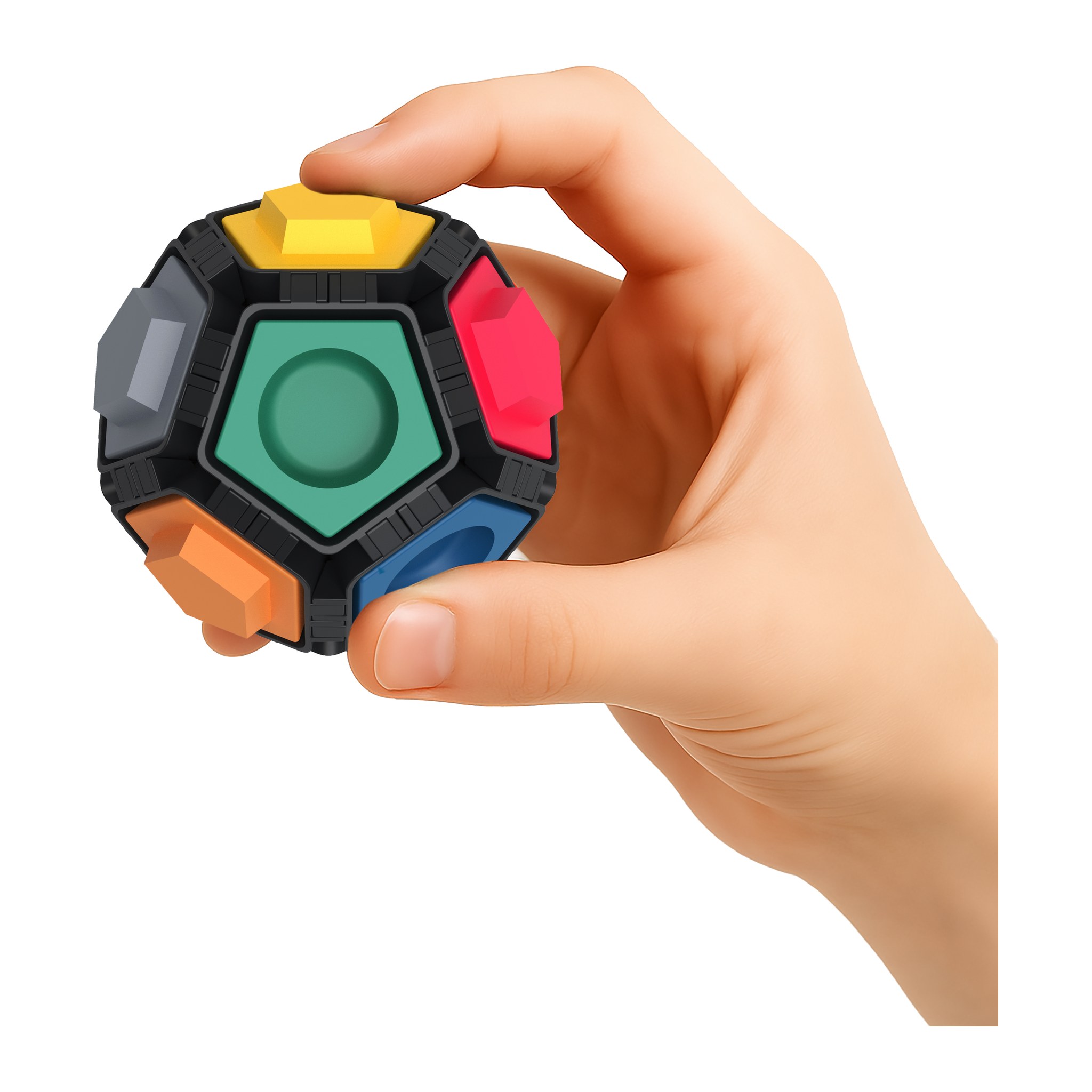 Mano che tiene il Pocket Ninja con la punta delle dita sulle prese colorate