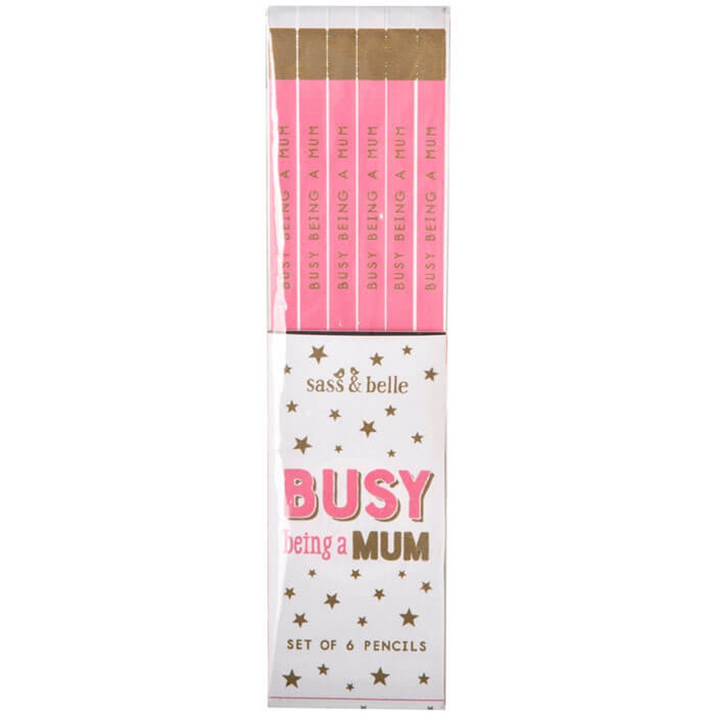 Set of 6 Busy Being a Mum Pencils von Sass and Belle