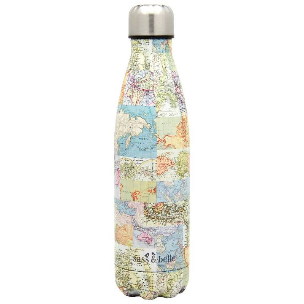 Vintage Weltkarte Trinkflasche von Sass and Belle