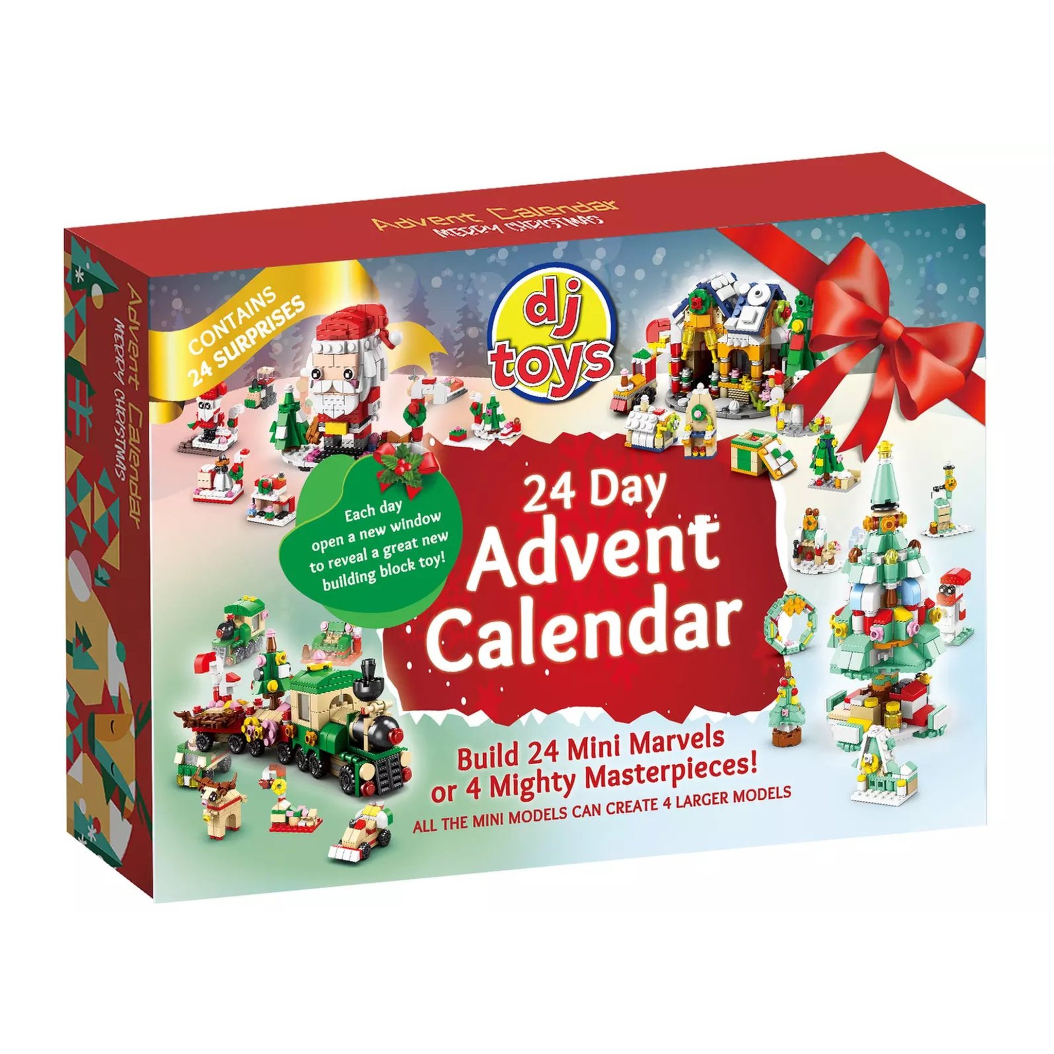 dj toys building block advent calendar in its festive Christmas gift box