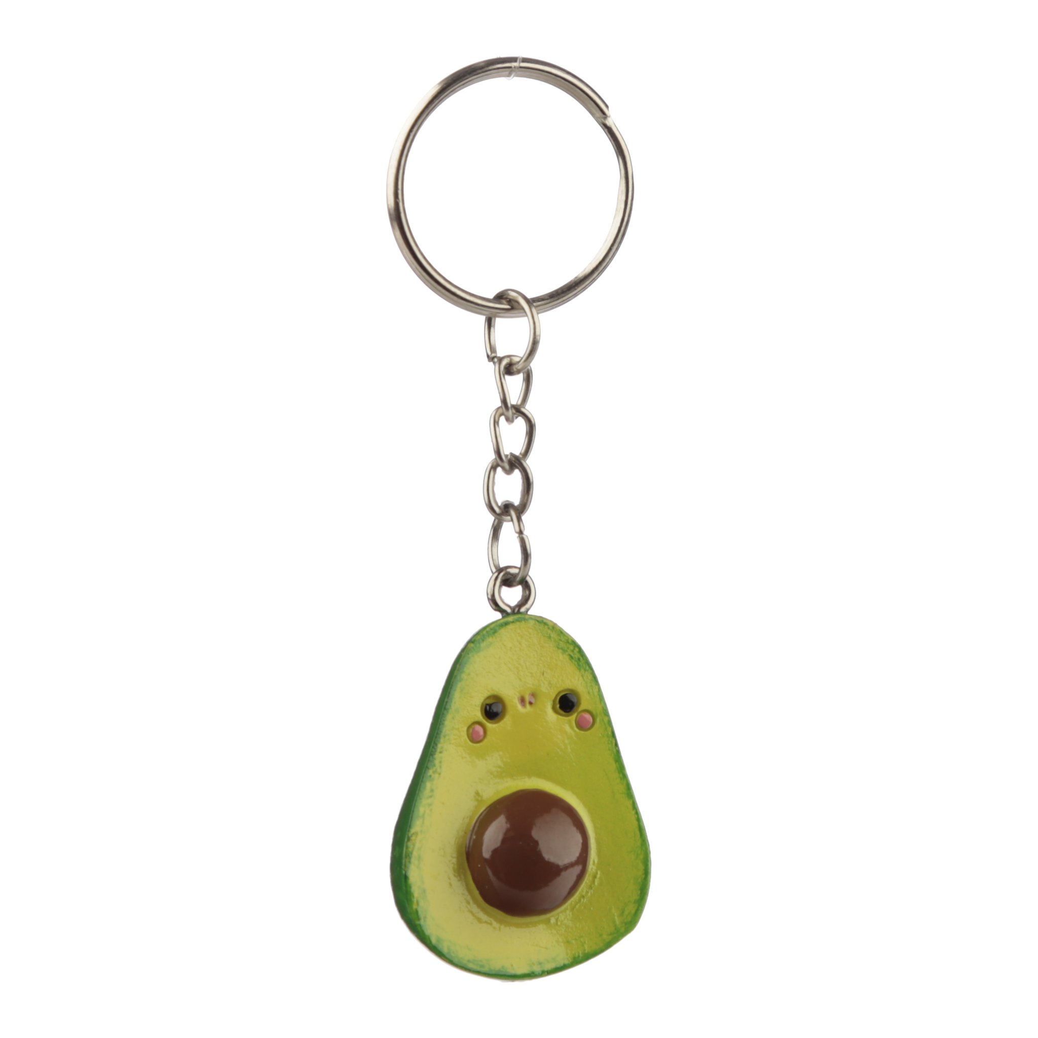 Avocado-Schluesselanhaenger mit Kern von der Seite