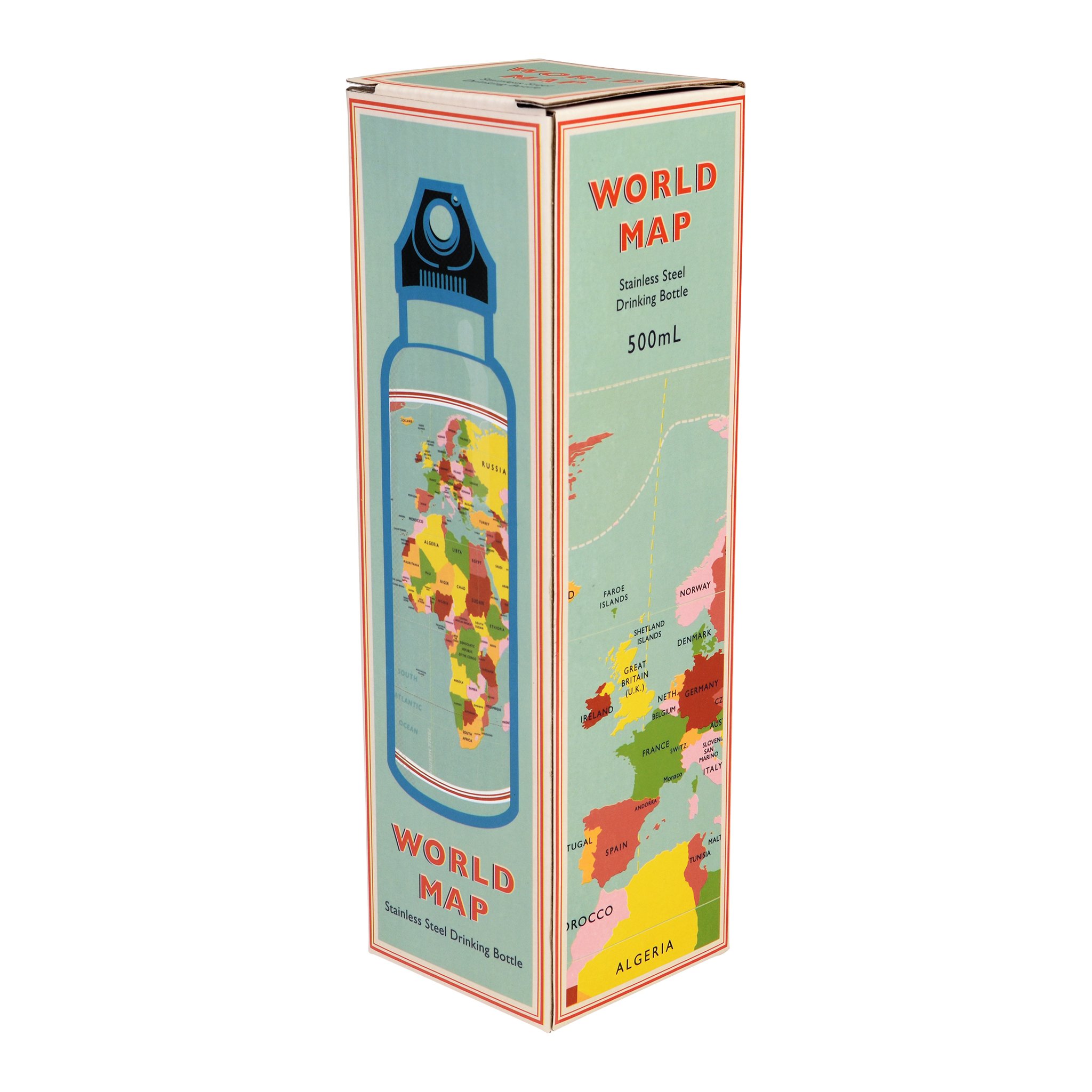 Boîte de la gourde carte du monde avec fenêtre