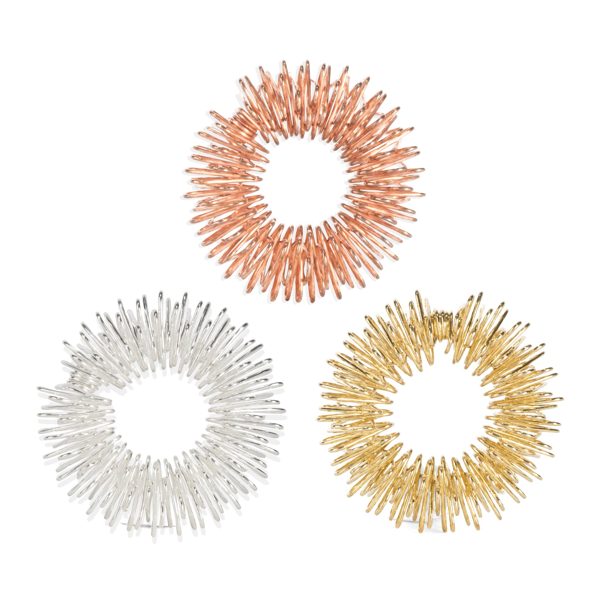 Kikkerland Acupressure Rings – set of 3 silver gold copper